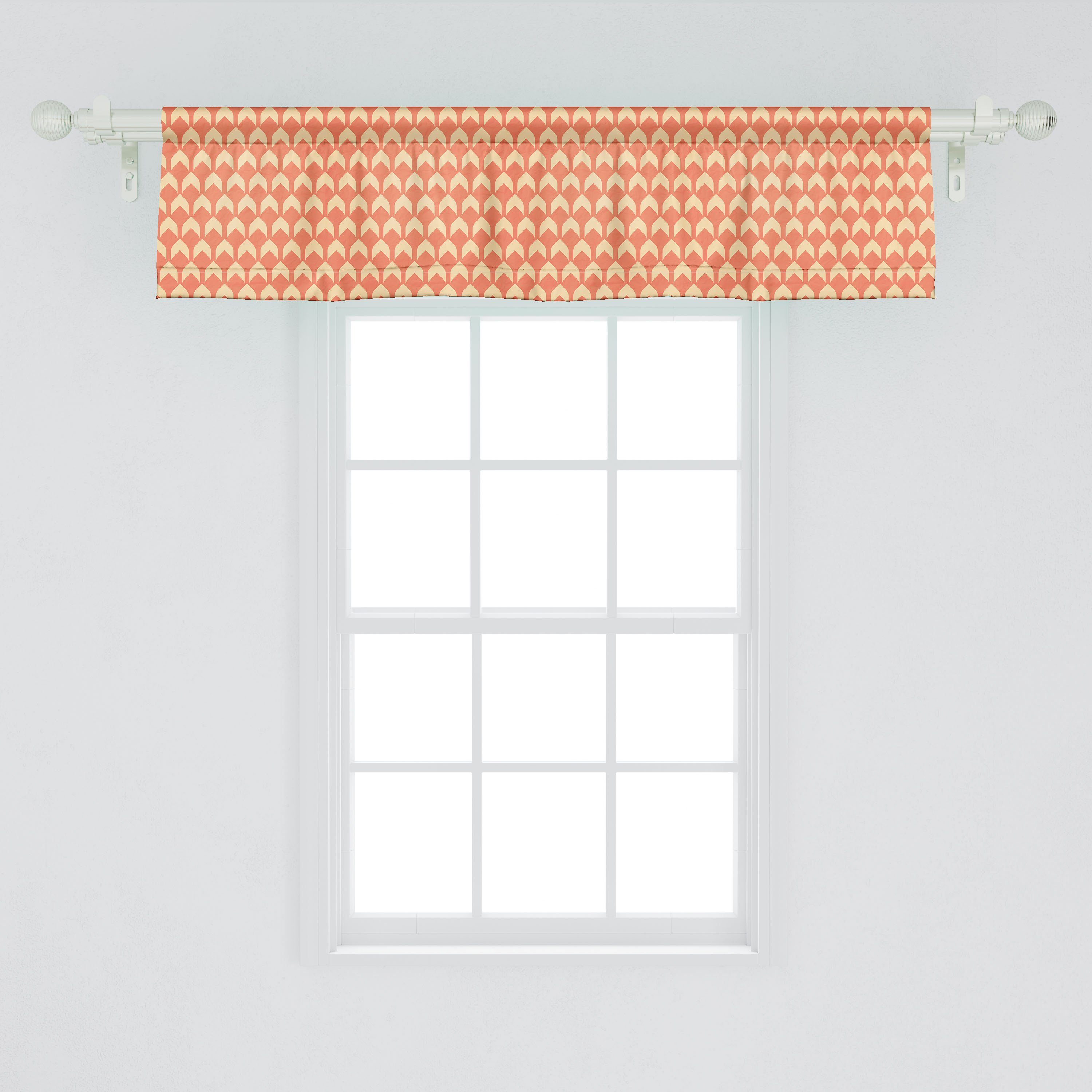 Volant Style Dekor Abstrakt Retro für Vorhang Zeigerformen Schlafzimmer Küche mit Abakuhaus, Scheibengardine Stangentasche, Microfaser,