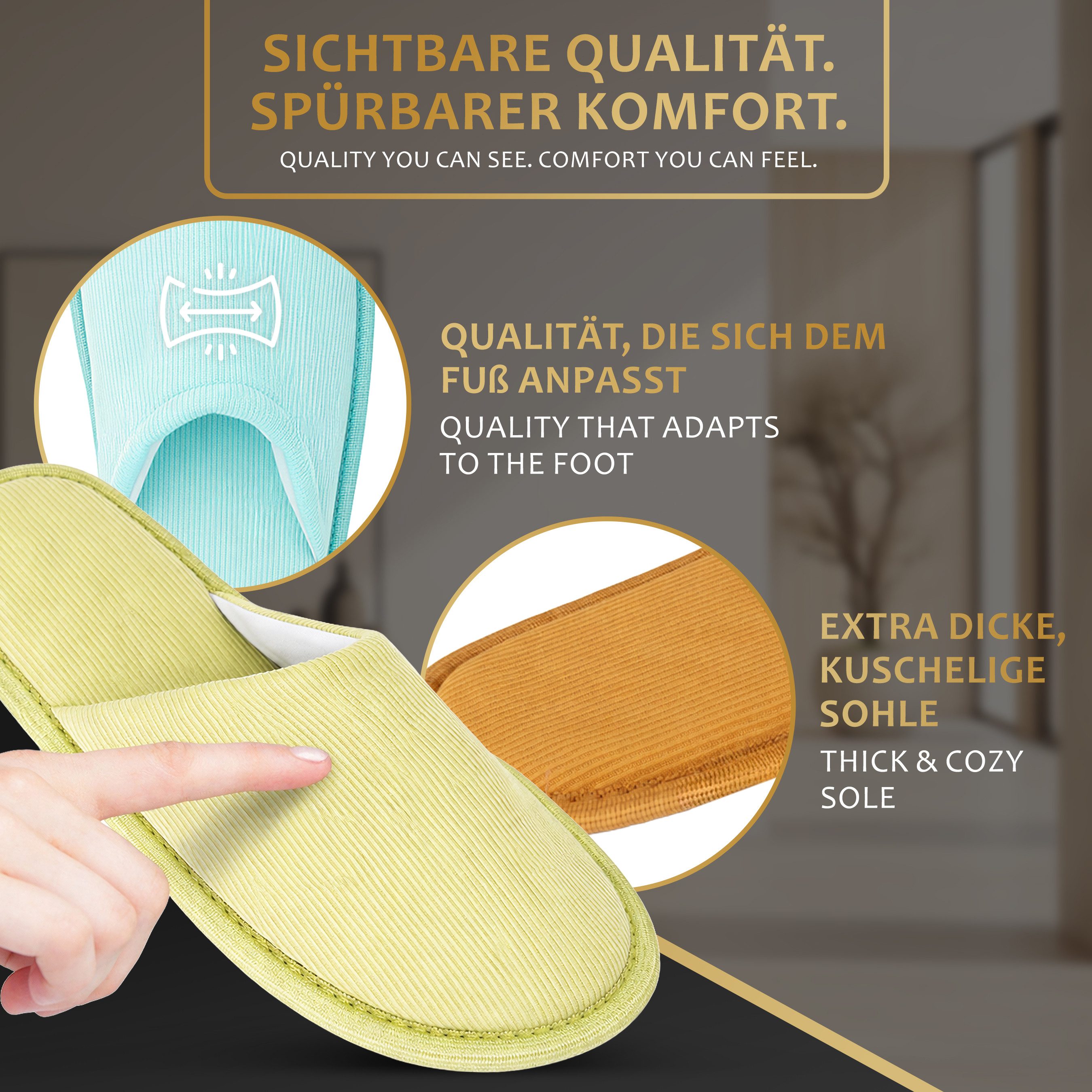 ONVAYA Premium Gästehausschuhe Set-Guest Slippers-Gästepantoffeln Unisex Hausschuh