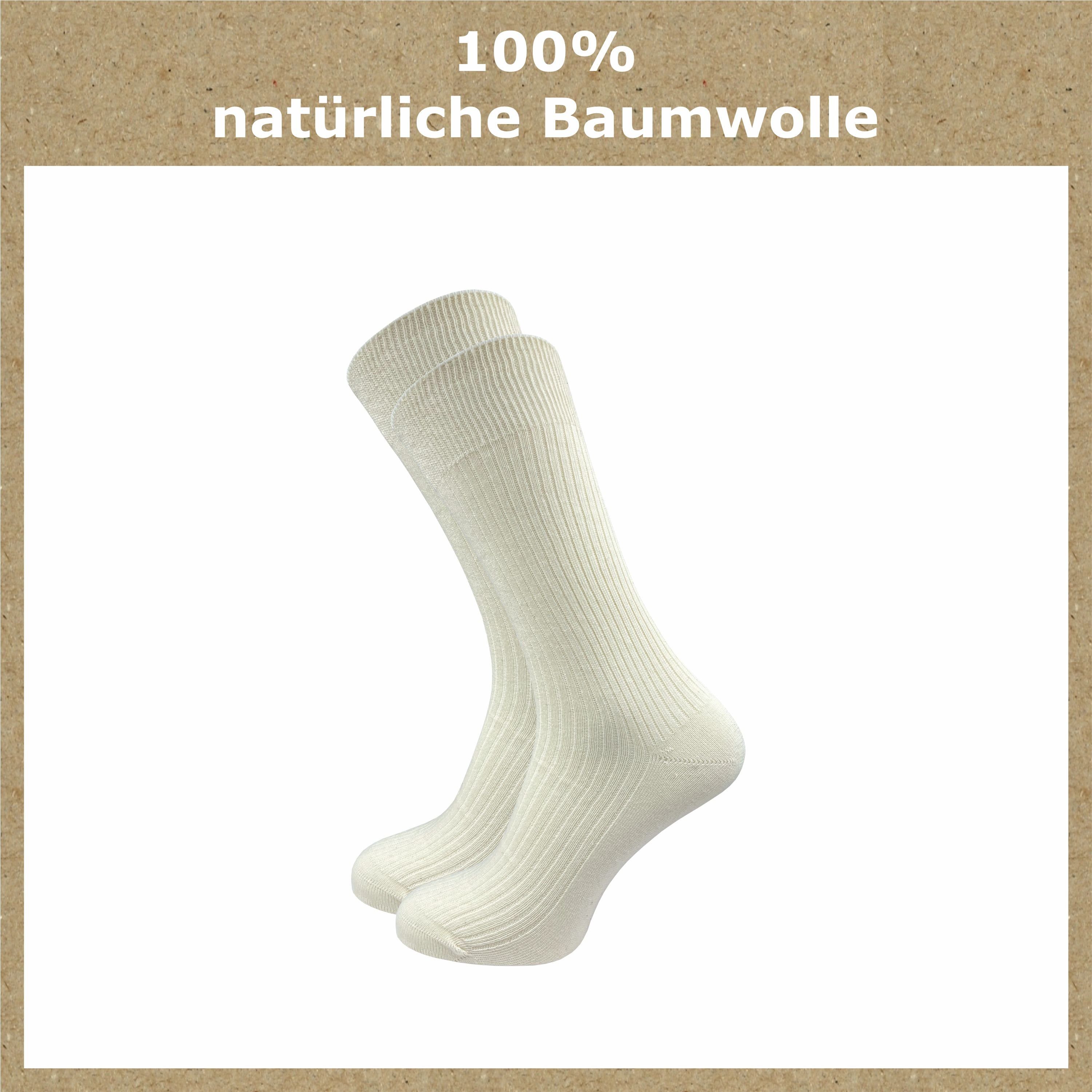 GAWILO Gesundheitssocken für Damen & Herren aus 100% Baumwolle - Naturbelassen - mit 1:1 Rippe (8 Paar) ohne drückende Naht - mit weichem Komfortbund - in natur und schwarz