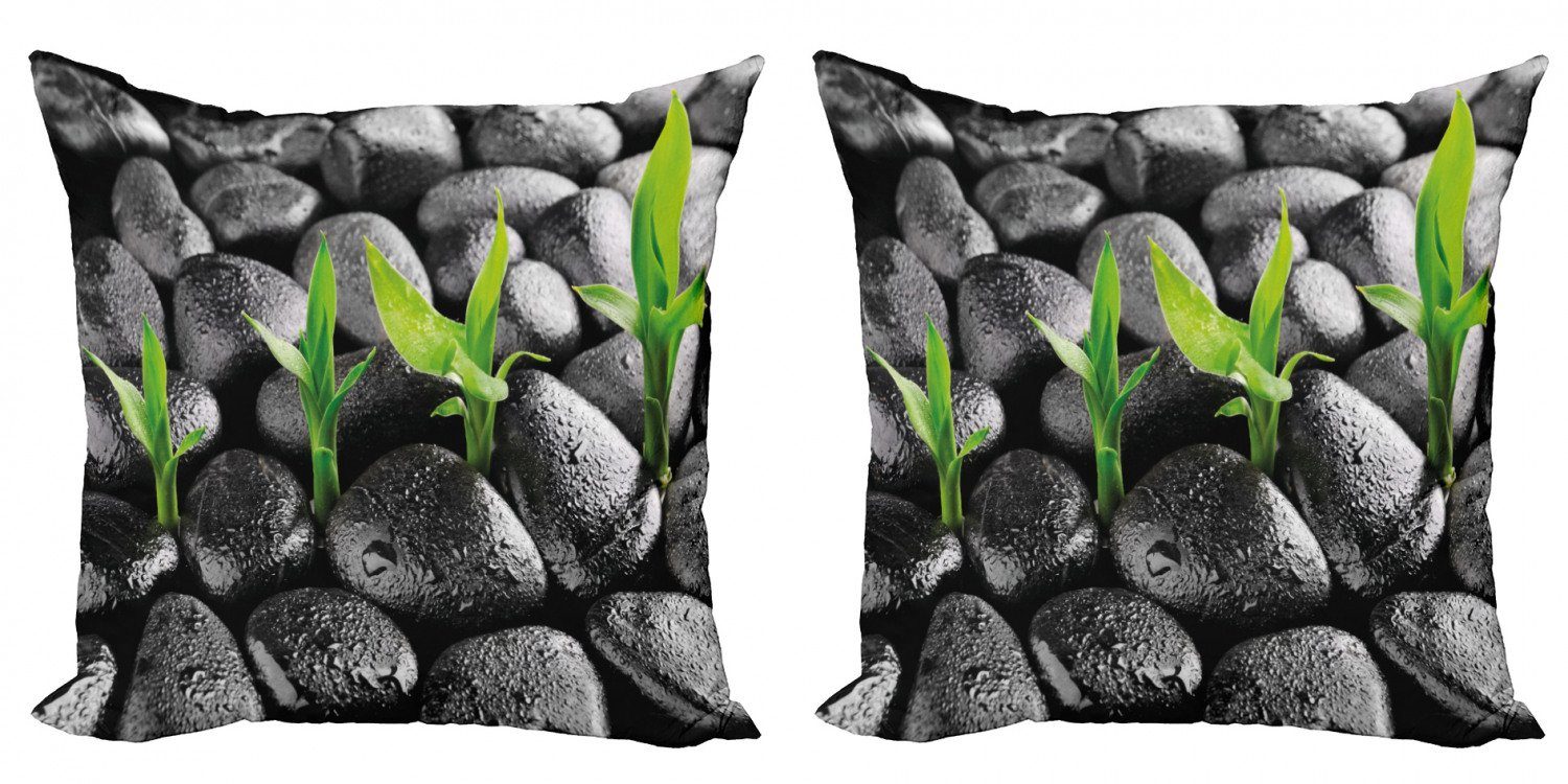 Kissenbezüge Pflanze (2 ​​Bambus Digitaldruck, Modern Basalt-Steine Abakuhaus Doppelseitiger Accent Stück),