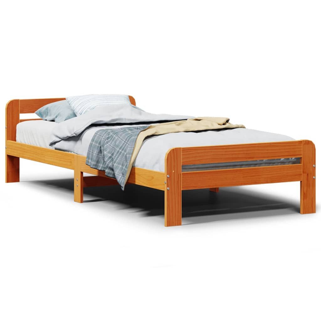 vidaXL Bett Massivholzbett ohne Matratze Wachsbraun günstig online kaufen