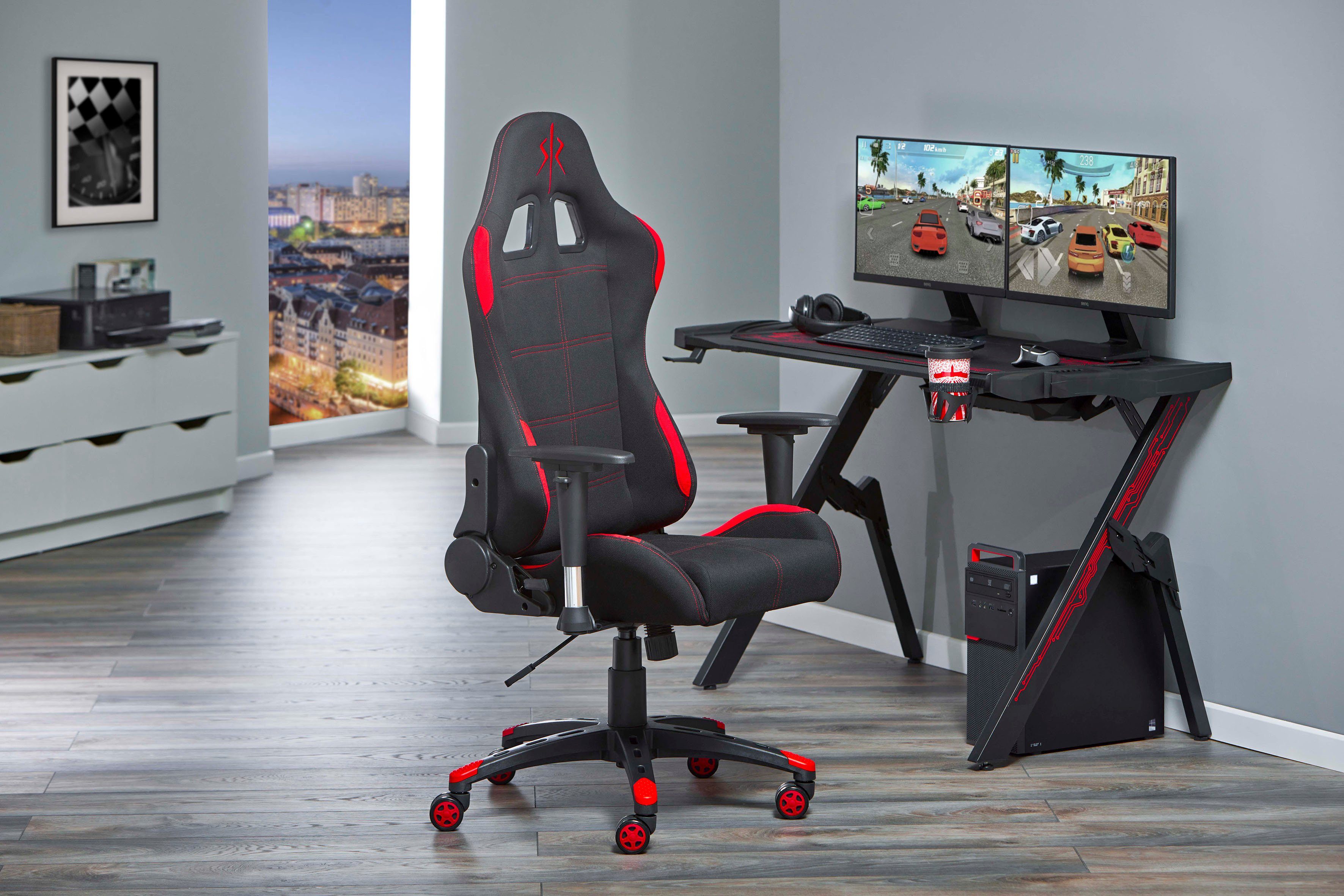 INOSIGN Gaming Chair Gaming (Set, 1 St) Schwarz/Rot