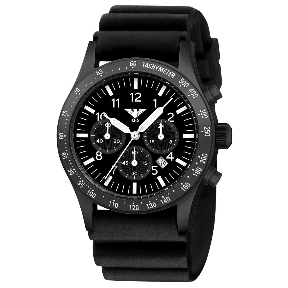 KHS Chronograph PLABSSC.DB, für Herren-Solaruhr Platoon Schwarz