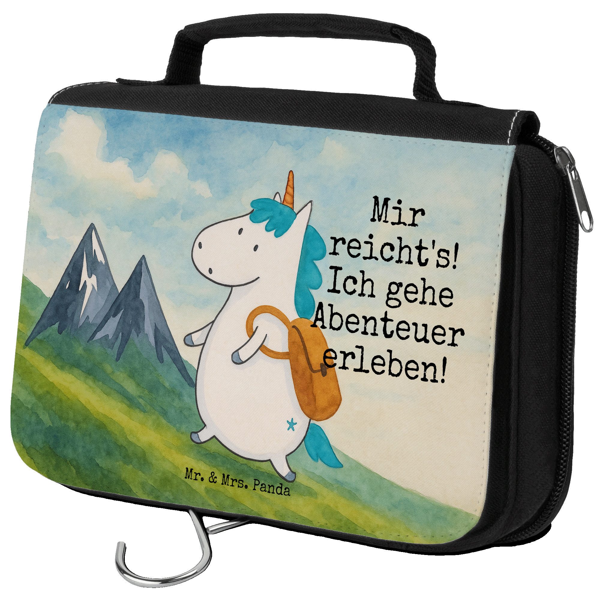 Mr. & Mrs. Panda Kulturbeutel Einhorn Bergsteiger Design, Kulturbeutel, Weiß, Berge, Unicorn, Welte (Packung), Weltreise Bergsteiger badtasche