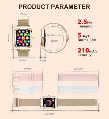 HXQHSTBG Männe & Frauen's Smartwatch (1,59 Zoll, Android / iOS), Mit stilvollem Design, Eleganz, Sprachanrufen und Kamerasteuerung
