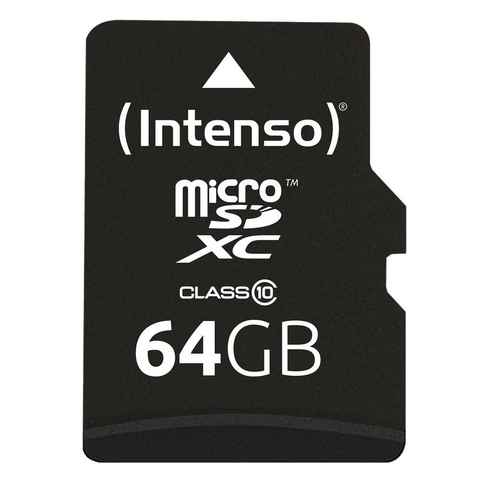 Intenso 3413490 Micro SD-Karte (64GB, Class 10, Speicherkarte, inkl. SD-Adapter)