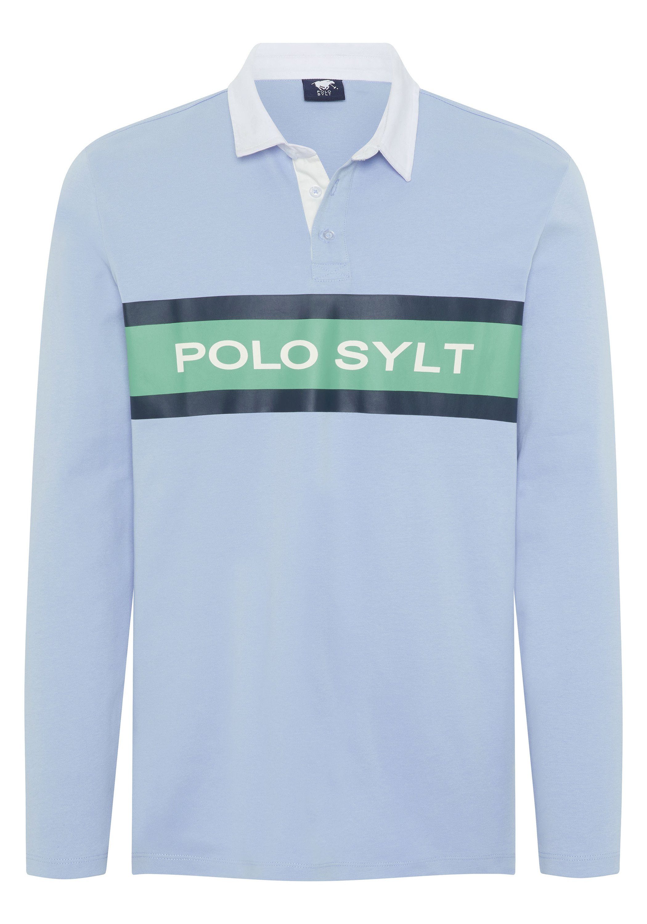 Polo Sylt Poloshirt im Blue 16-3922 Brunnera Label-Design