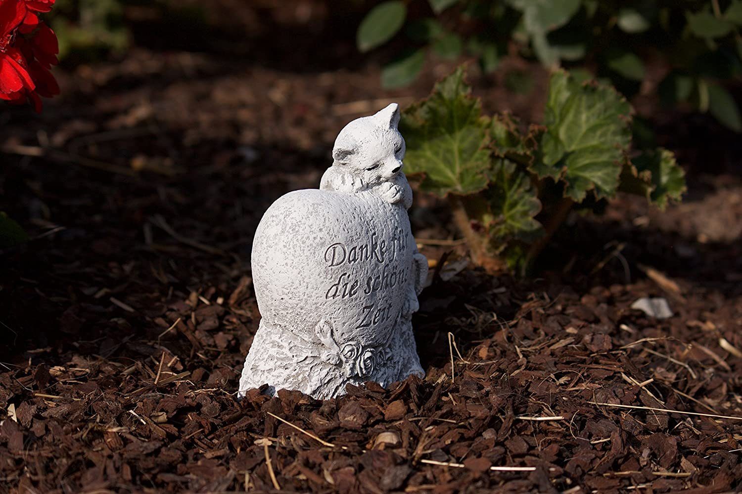 Stone and Style Gartenfigur Frostfeste Steinfigur Grabschmuck Katze "Danke für die schöne Zeit" – Bild 4 von 4