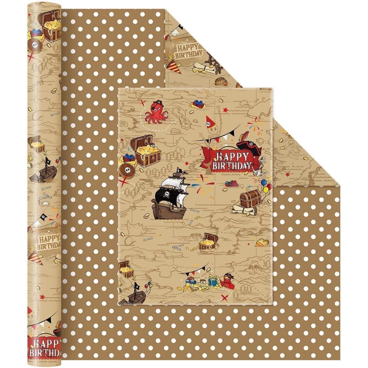 LuxusKollektion Geschenkpapier Geschenkpapier Pirat Rolle Geburtstag Kinder 43cm 10m Brauner Pirat