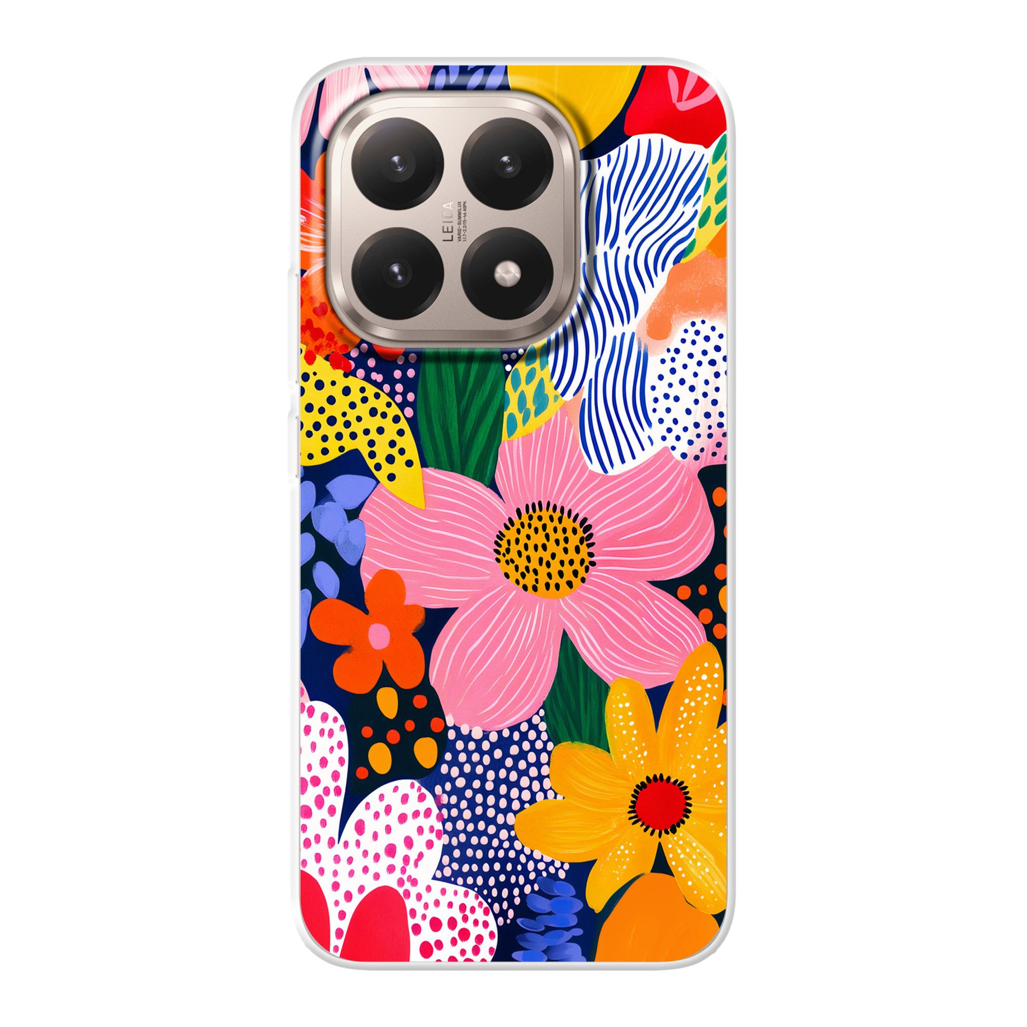 MuchoWow Handyhülle für Xiaomi 15T Bunt - Blumen - Abstrakt - Punkte, Phone Case, Silikon, Schutzhülle Dünn