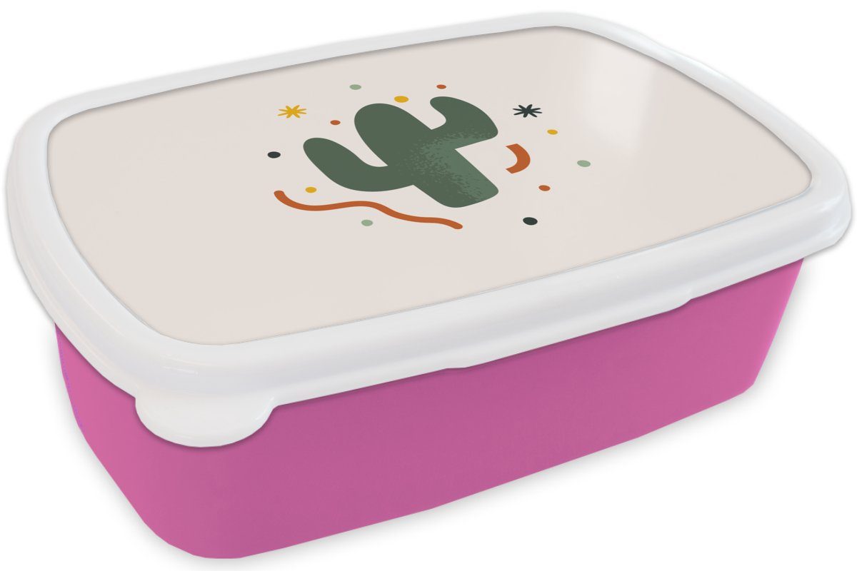 Kunststoff, Erwachsene, Lunchbox rosa - Mädchen, Sommer, - Kunststoff Kinder, Sukkulente (2-tlg), für Snackbox, Brotdose MuchoWow Brotbox Kaktus