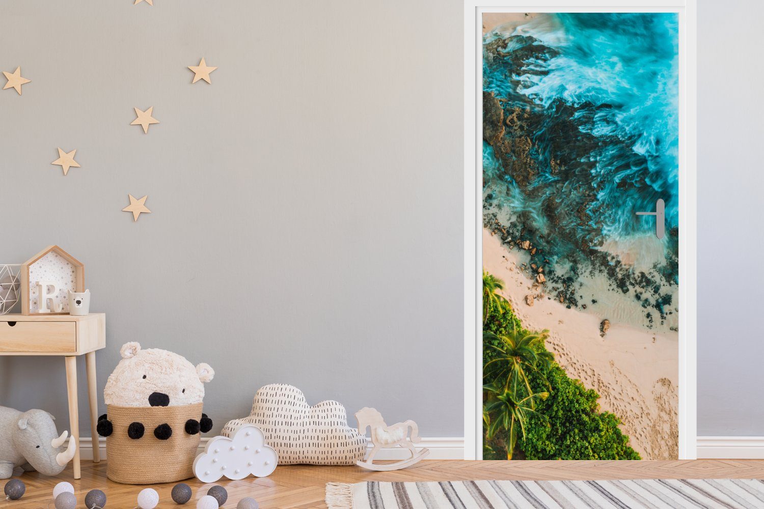 MuchoWow Türtapete Strand Türaufkleber, von Matt, St), cm Tür, (1 75x205 Hawaii, bedruckt, Fototapete für