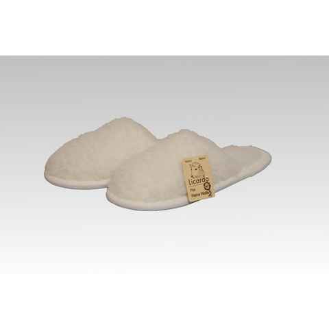 Licardo Hausschuhe Pantoffel Wolle ecru Hausschuh (1 Paar) für warme Füße, kuschelig