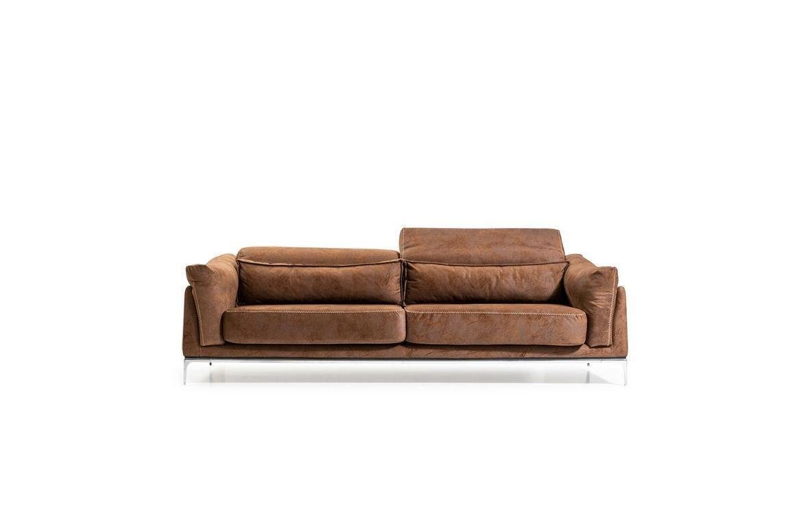 1-Sitzer), Wohnzimmer-Set Sofa Bequem, JVmoebel Modern in Braun Sessel + in + (2-St., Luxuriös Style 3-Sitzer 1x Mittelweich Europa 1x Made