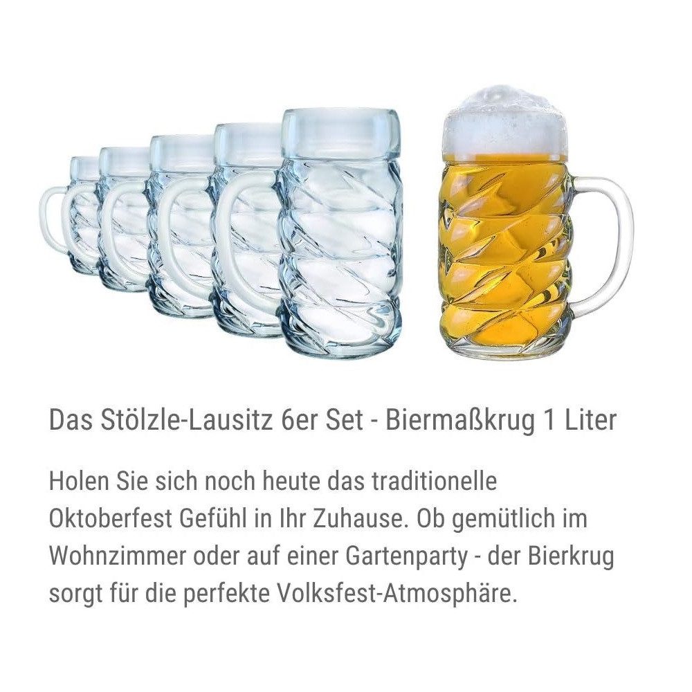 Stölzle-Oberglas Bierglas Stölzle Oberglas Diamond Bierkrug 1,0 l 6er Set, Kristallglas