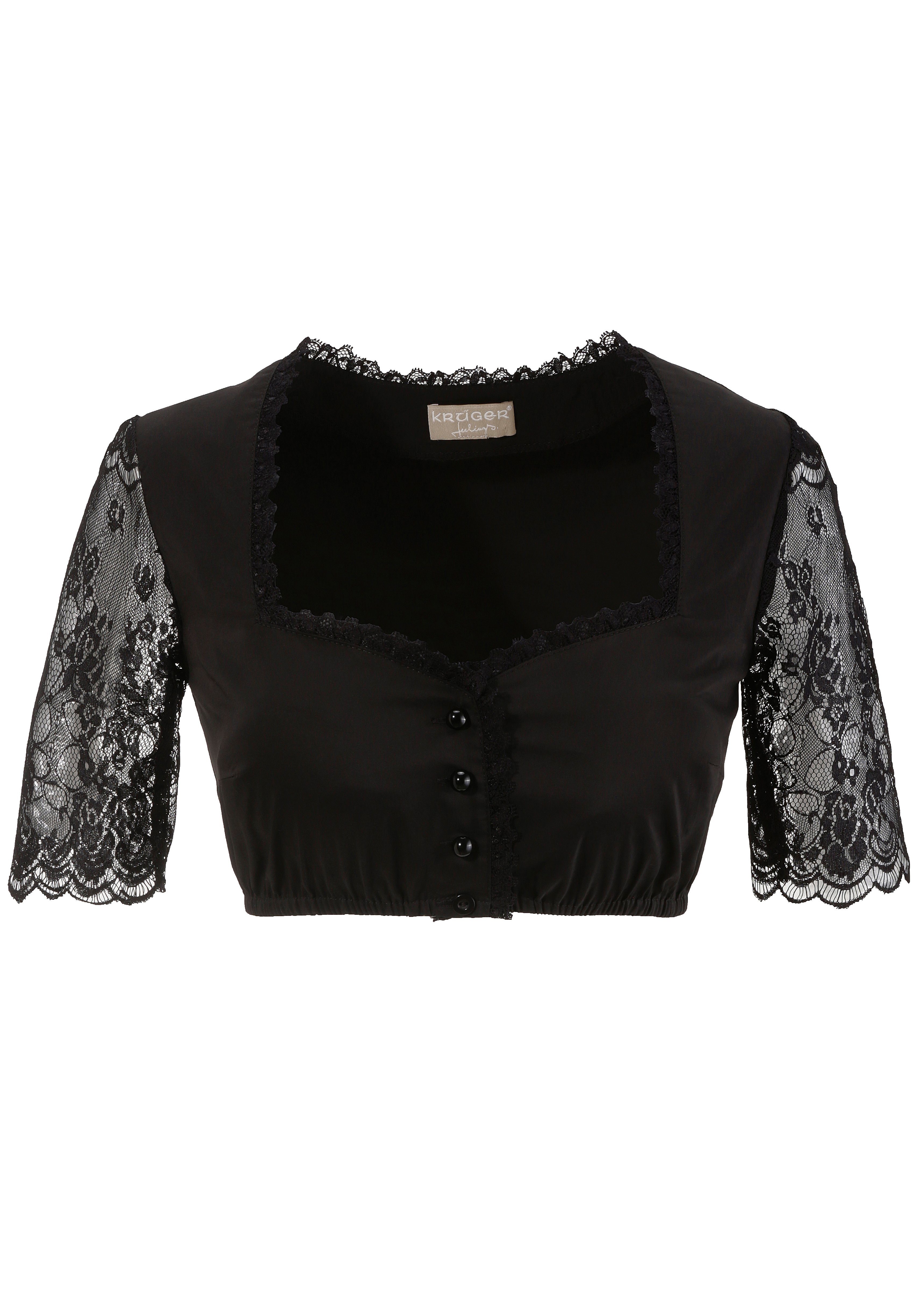 Dirndl Bluse Damen - Traditionelles Oktoberfest Top Mit Spitzenbesatz