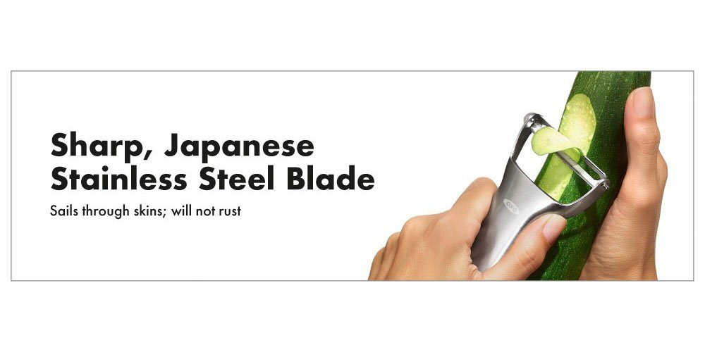 OXO SteeL Kartoffelschäler, integrierte Kartoffelaugenentferner, Edelstahl