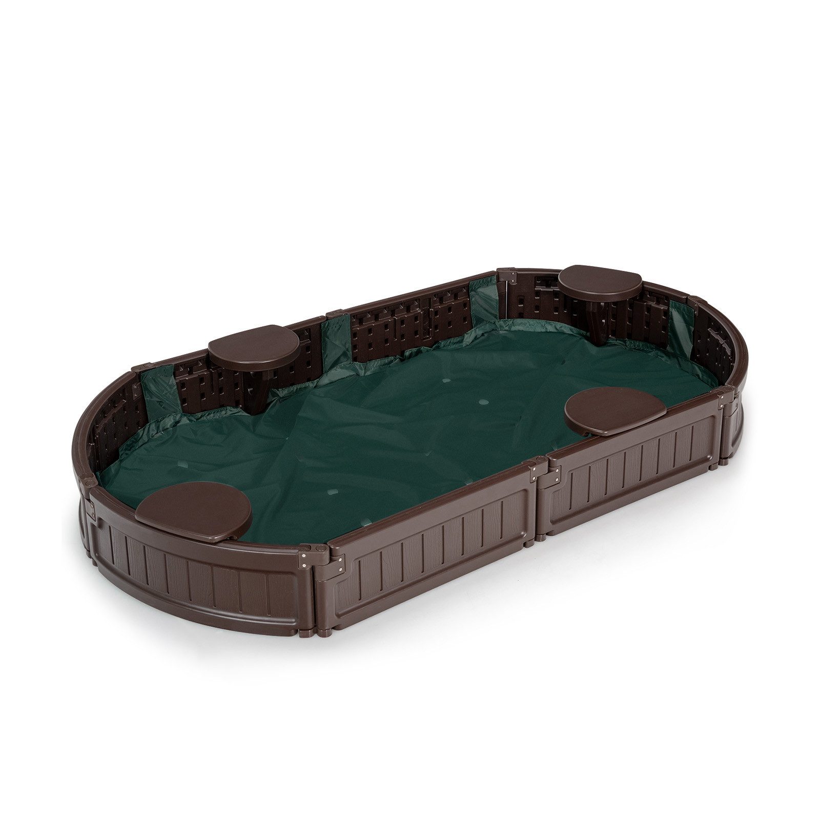 KOMFOTTEU Sandkasten Sandbox mit Wasserdichter Abdeckung, 183 x 105 x 21 cm