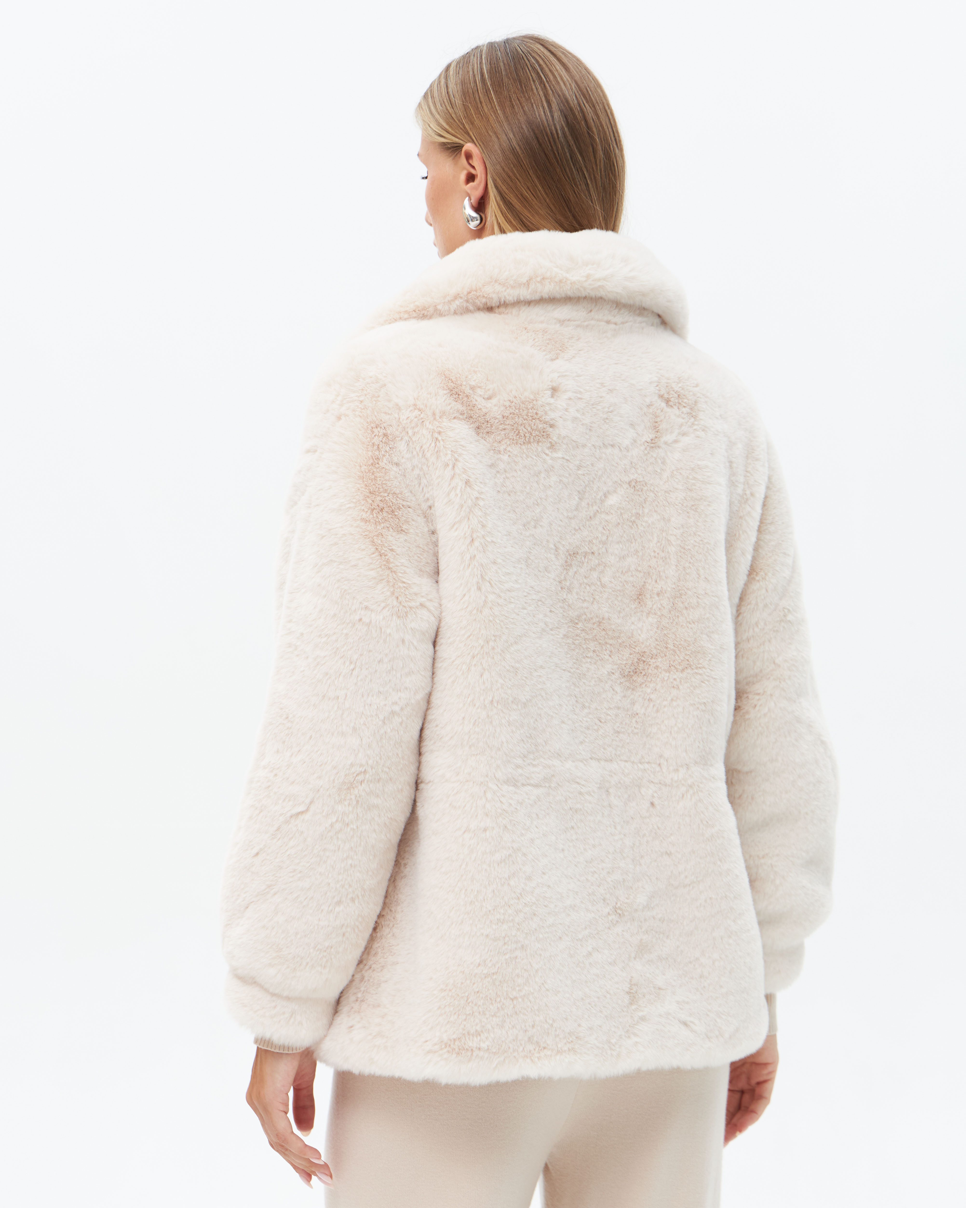 Passioni Fellimitatjacke Kunstfelljacke mit Kragen Teddyplüschjacke – Bild 3 von 5