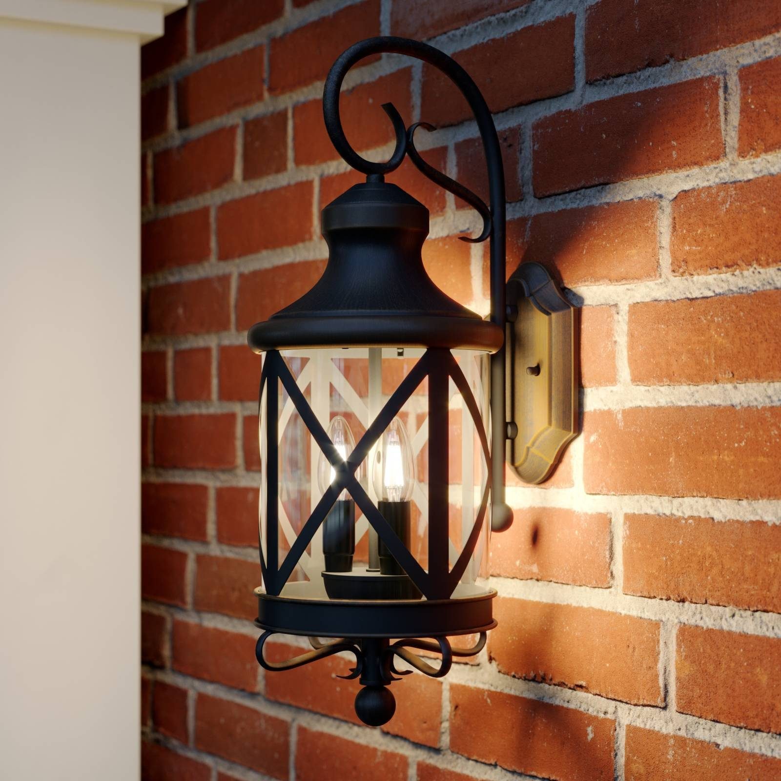 Lucande Außen-Wandleuchte Marcellino, Metall, Braun IP23, 3 x 40 W