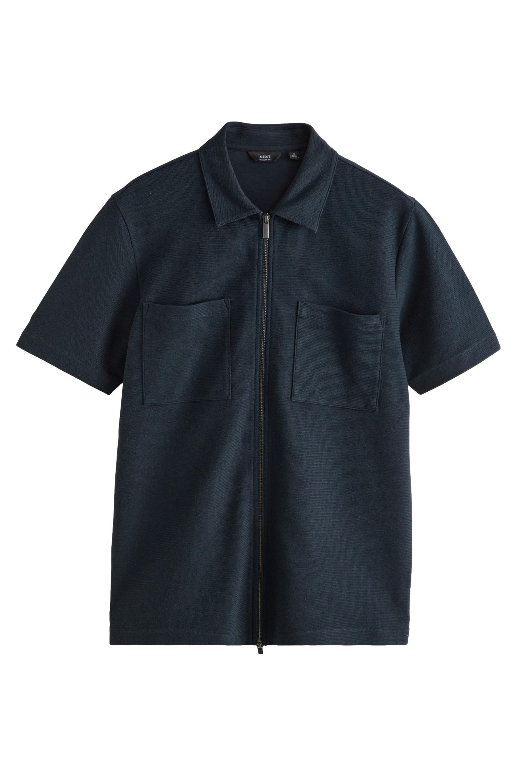 Next Kurzarmhemd Strukturiertes Poloshirt mit Reißverschluss (1-tlg) günstig online kaufen