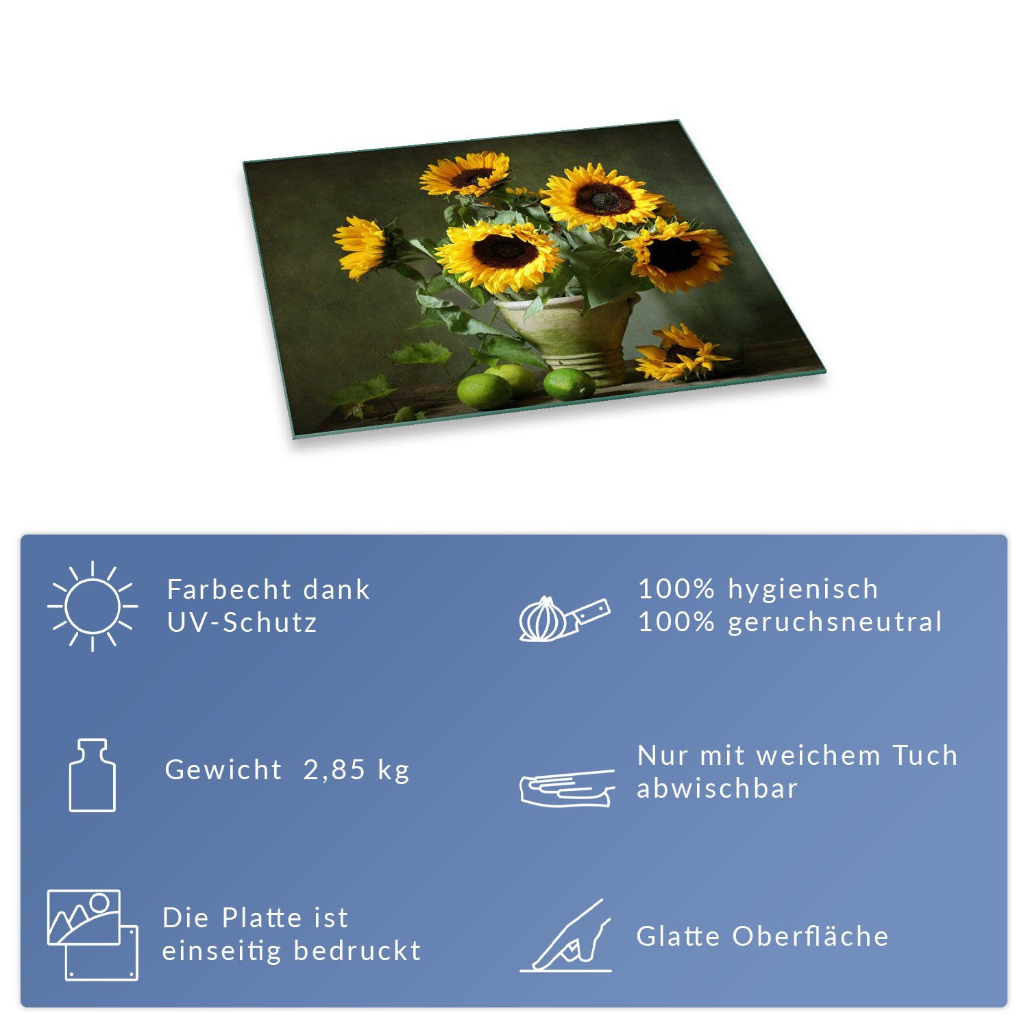 Gasherde Abdeckplatte Ceranfeld Decorwelt Teilig, tlg), Sonnenblume Herdarten excl. 1 Herd-Abdeckplatte Abdeckung (1 Herdabdeckplatte für Schneide, alle