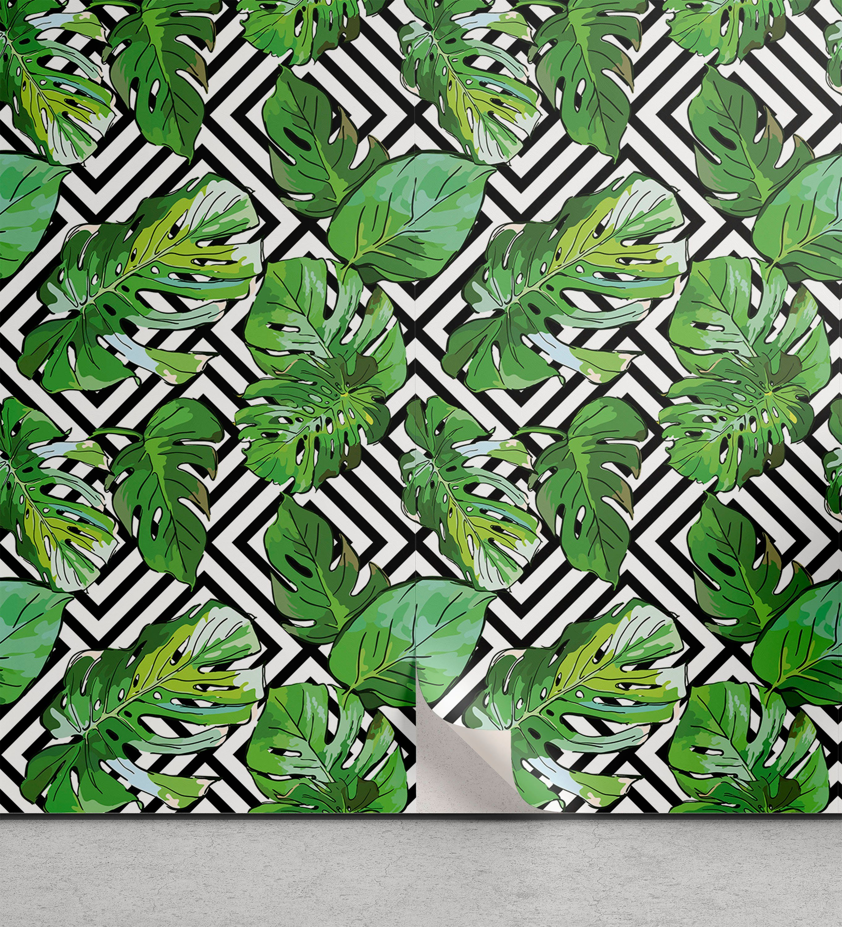 Abakuhaus Vinyltapete selbstklebendes Wohnzimmer Küchenakzent, Baum Makro-Palme-Blätter