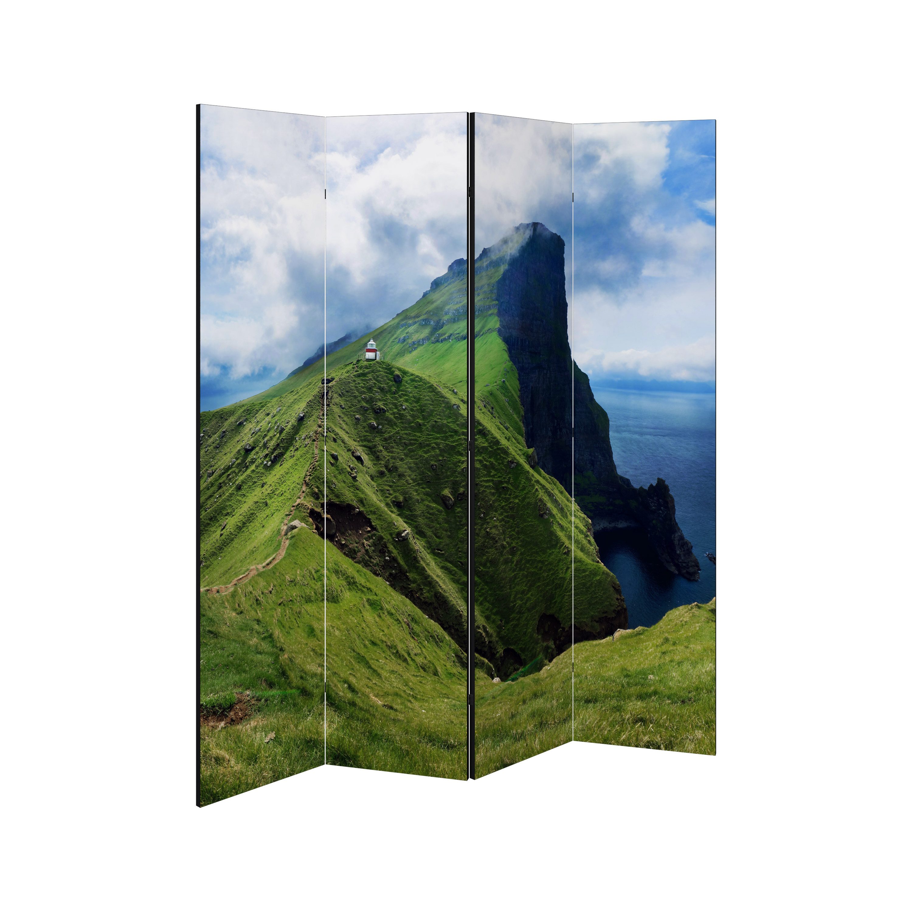 SPACEREBELS Paravent CLIFFS OF TRANQUILITY (4 St), Raumteiler mit 4 Paneelen, beidseitig bedruckt, 152 x 168 cm