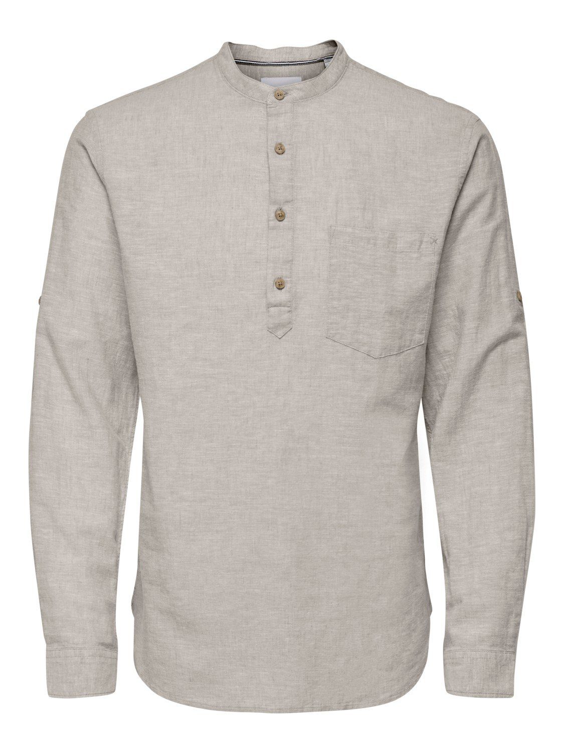 ONLY & SONS Langarmshirt Stretch ONSCAIDEN mit (1-tlg) 22009883 Chinchilla