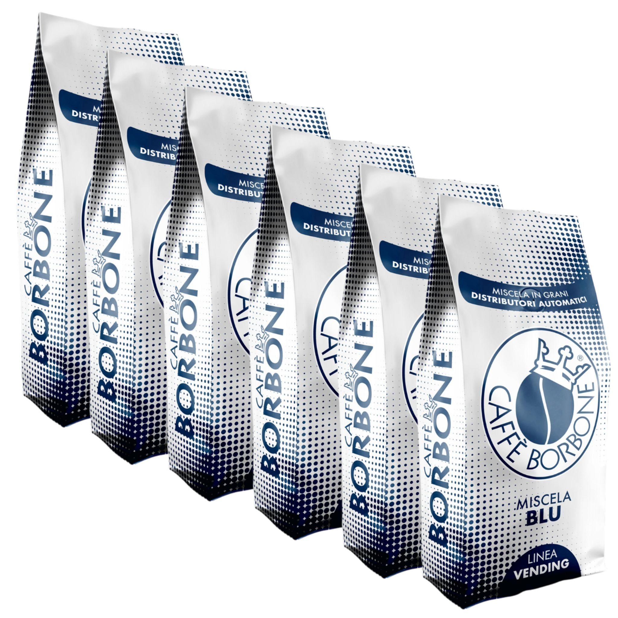 Caffè Borbone Kaffee Kaffee Caffè Borbone Miscela Blu 6x1 Kg Kaffeebohnen, 6 x 1000 g, (60 % Arabica und 40 % Robusta, 6x1000g Röstkaffee, neapolitanische Röstung vollmundig, cremig)