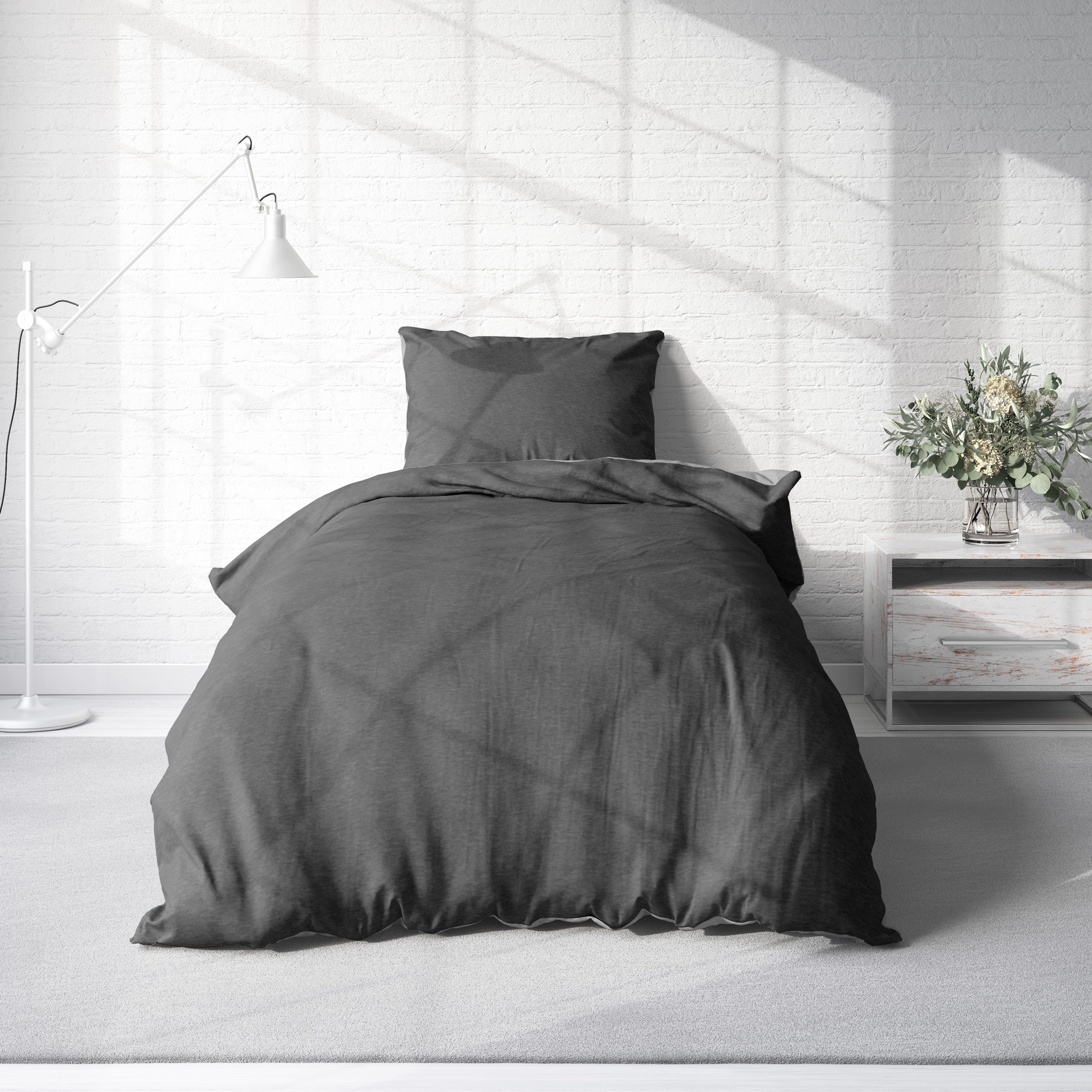 One Home Bettwäsche Melange, Jersey, 2 teilig, meliert modern, kuschelig we günstig online kaufen