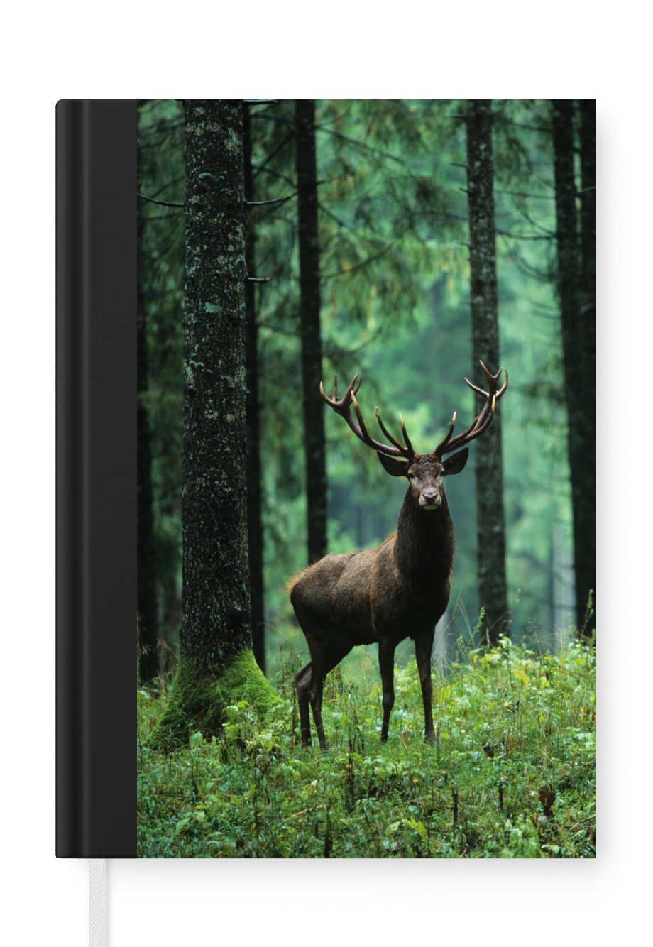 MuchoWow Notizbuch Hirsche - Wald - Bäume - Tiere - Natur, Journal, Merkzettel, Tagebuch, Notizheft, A5, 98 Seiten, Haushaltsbuch