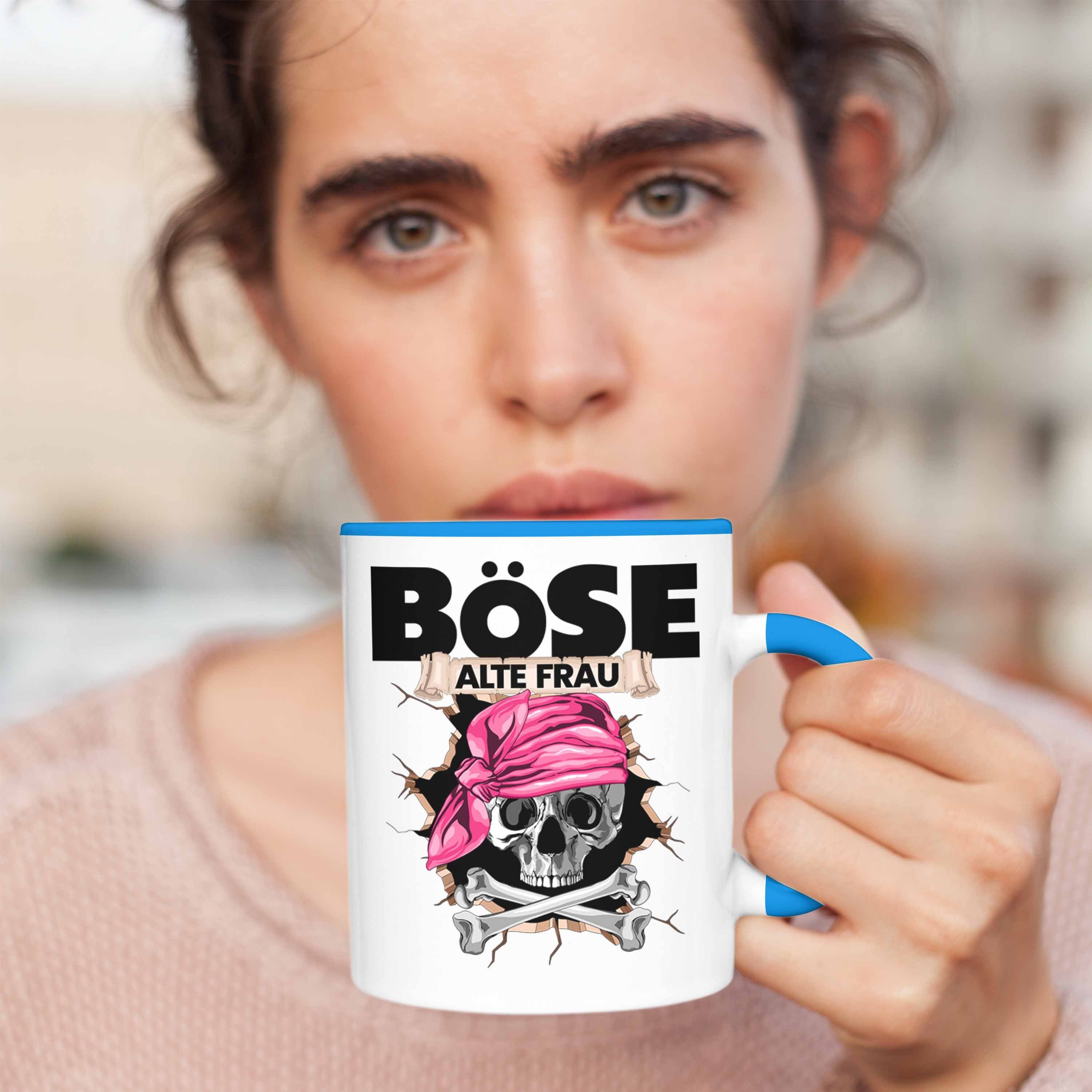 Geschenkidee Trendation Alte Tasse Böse Frau Piratin für Geschenk Frauen Blau Kaffee-B Tasse