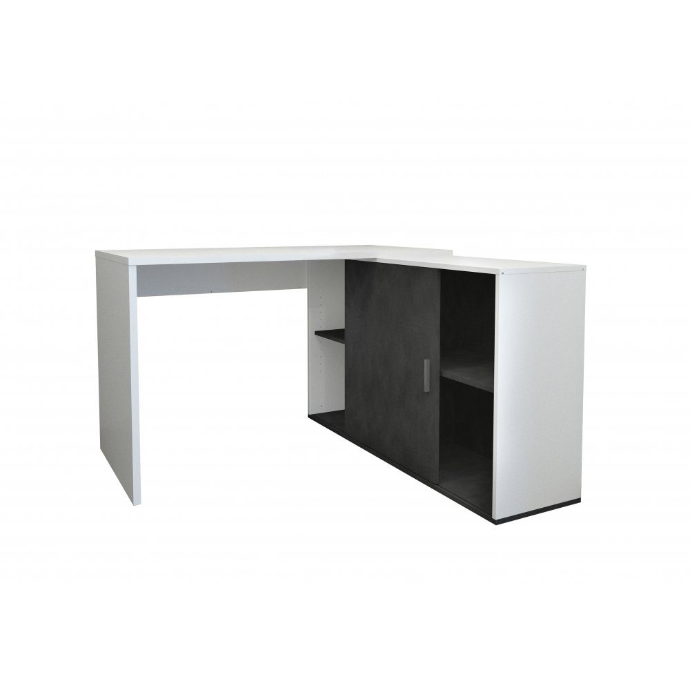FMD Möbel Schreibtisch Schreibtisch ca. / 119 Bürotisch Grau Winkelschreibtisch Arbeitstisch x Office Matera Weiß 124