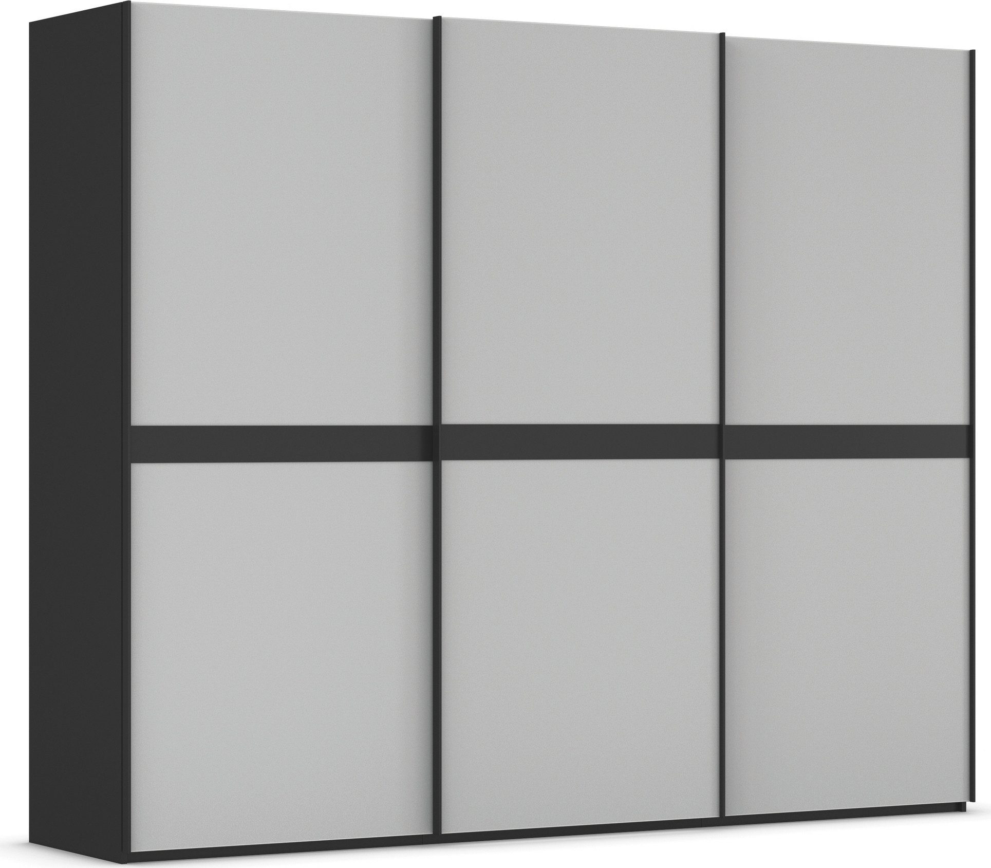 rauch Schwebetürenschrank Kleiderschrank Schrank Garderobe Schlafzimmerschrank SCALE-LINE edle Optik mit Bauchbinde in Korpusfarbe mit Glasfront MADE IN GERMANY