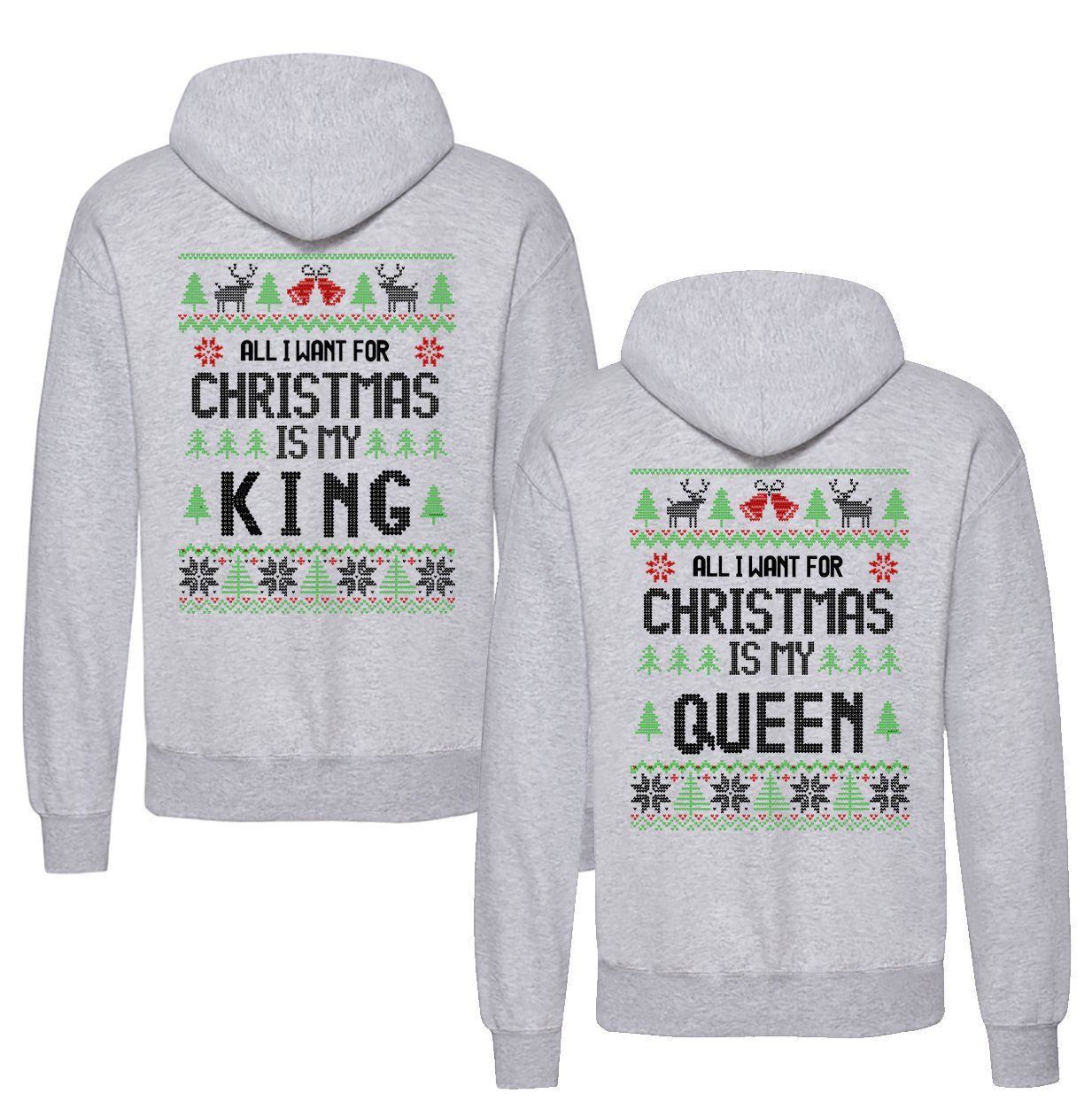 Kapuzenpullover Christmas King & Queen Hoodie Pullover Set Weihnachten Geschenk