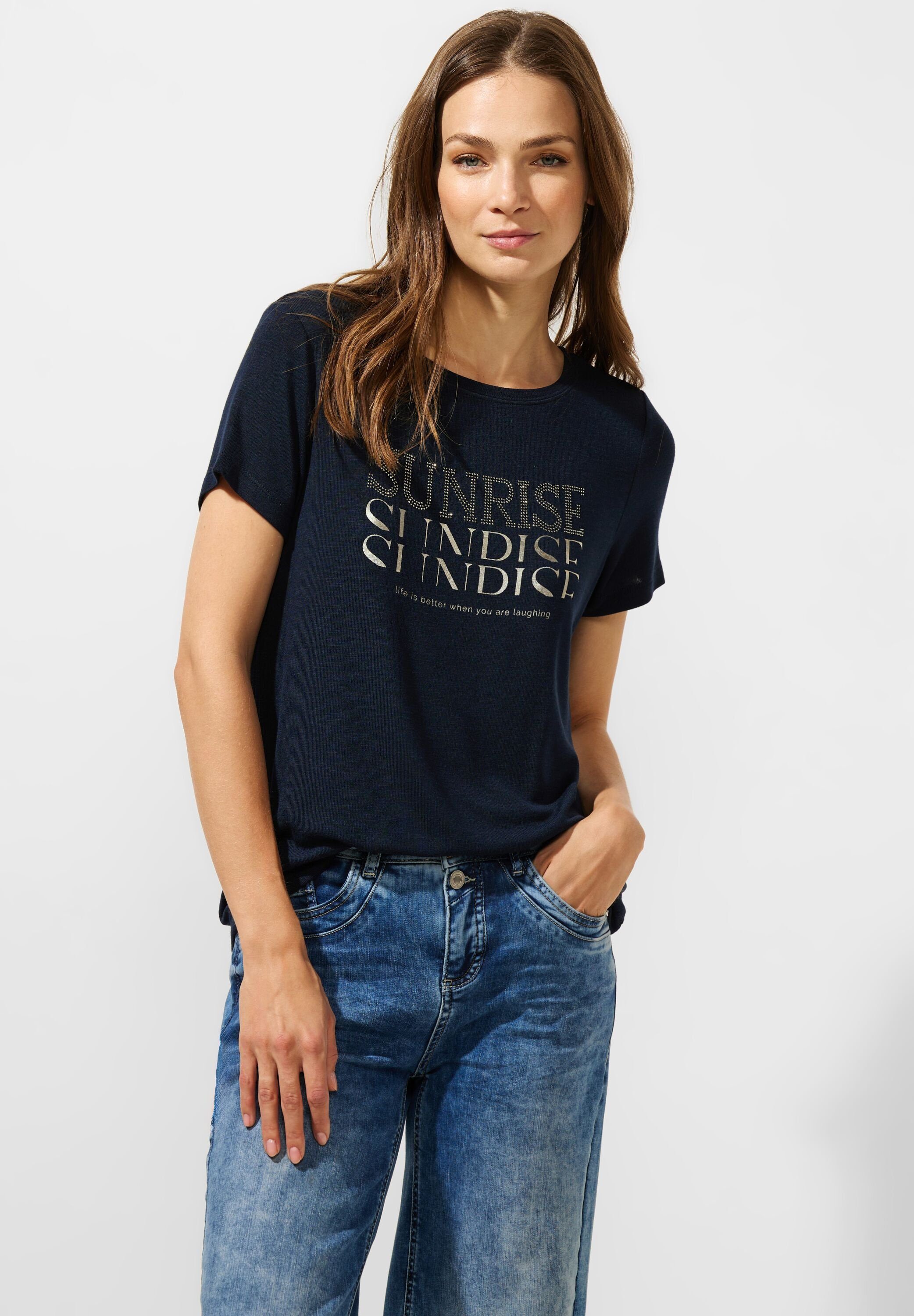 STREET ONE mit blue T-Shirt Wordingprint deep T-Shirt