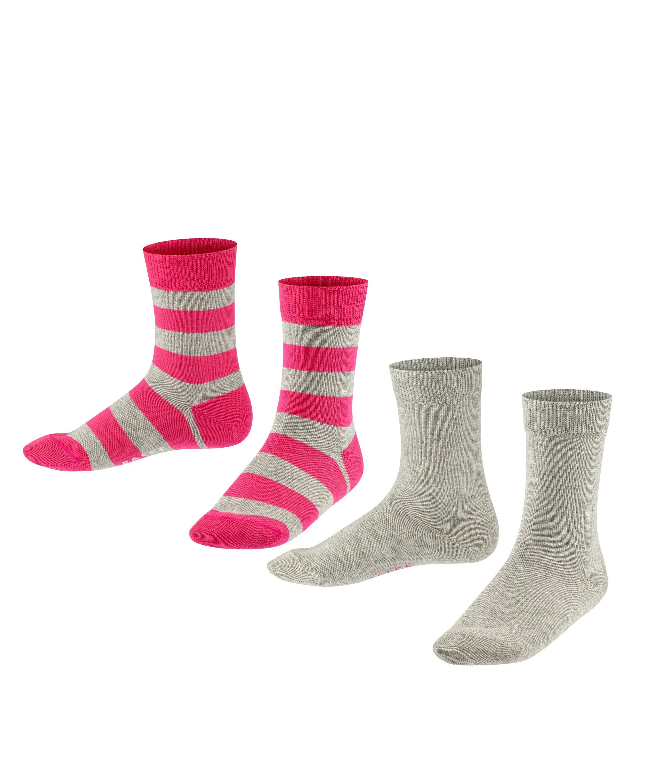 FALKE Socken Happy Stripe 2-Pack (2-Paar) light grey (3400)