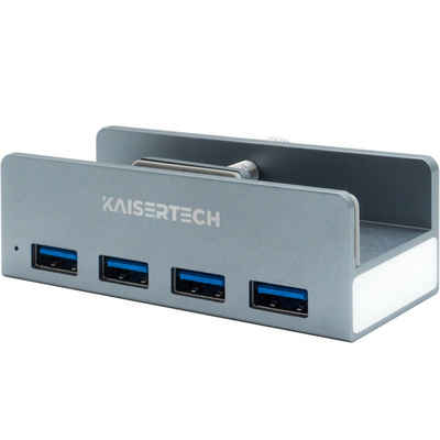 Kaisertech »KAISERTECH Premium USB C HUB Silber & Space Grau - zum Verschrauben, aus Aluminium, HDMI 4K, USB 3.0, SD & microSD Kartenleser iMac, MacBook, Monitore, Desktop, Tisch Oberflächen« HUB (4-in-1, Space Grau - 20mm - 4 Port - 30cm)