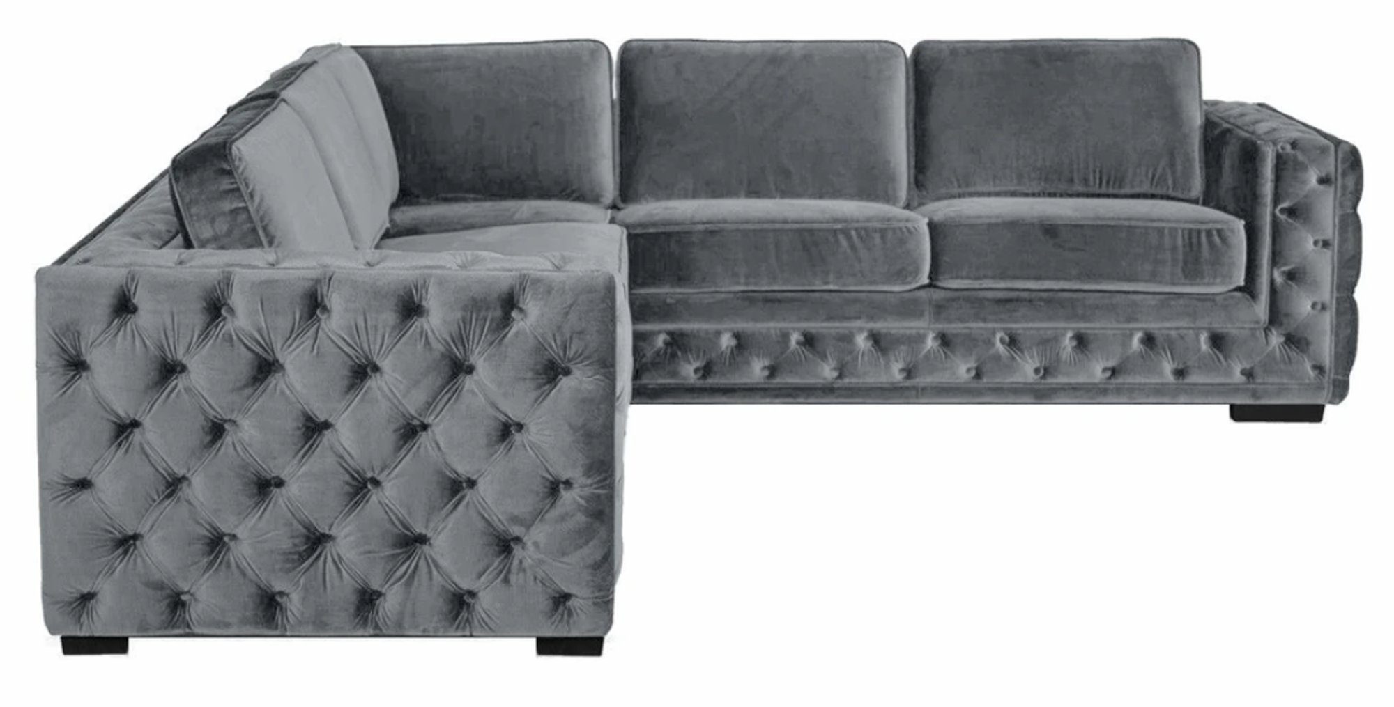 JVmoebel Ecksofa Ecksofa Grau Ecken Samt Möbel Design Wohnlandschaft Couch, Made in Europe