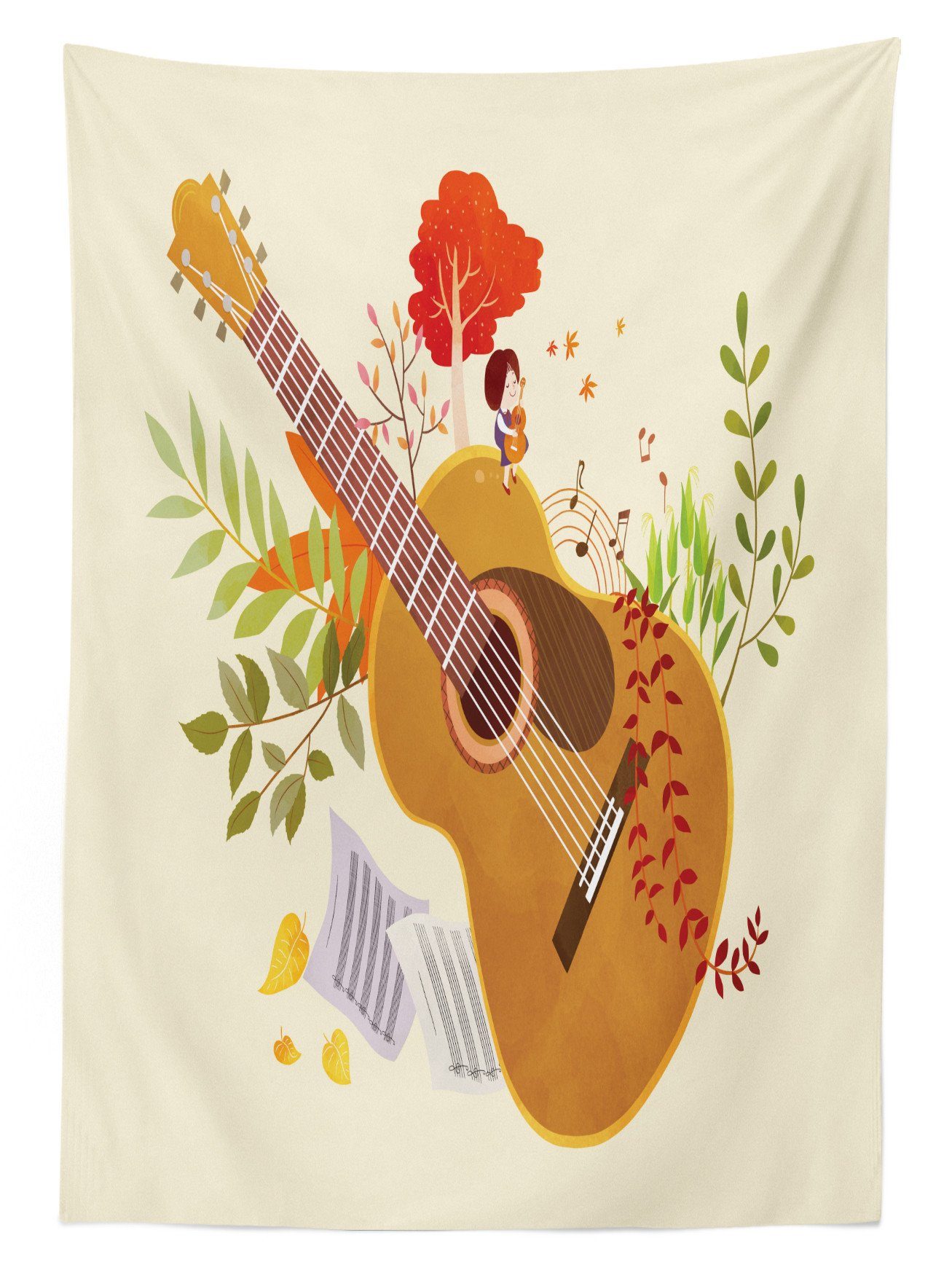 Tischdecke Gingko Farbfest Für Frühling Außen Gitarre geeignet den Farben, Abakuhaus Bereich Waschbar Klare Zusammensetzung
