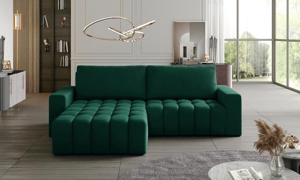 JVmoebel Ecksofa Ecksofa Grau Stoff L Form Couch Design Couch Polster Textil, Made in Europe Grün