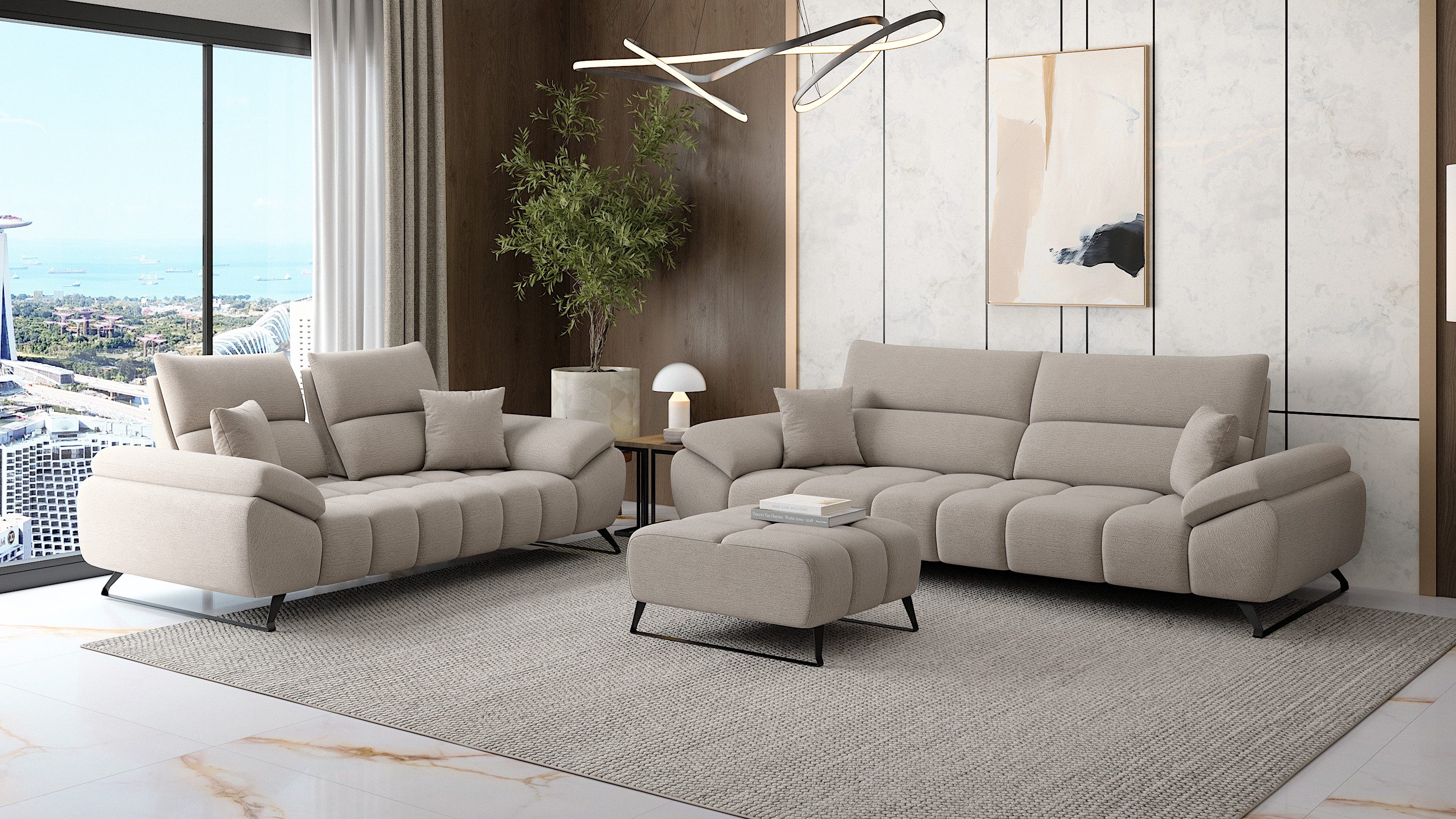 Möbeldreams Polstergarnitur Sofa-Set Ruby – Bouclé-Struktur, günstig online kaufen