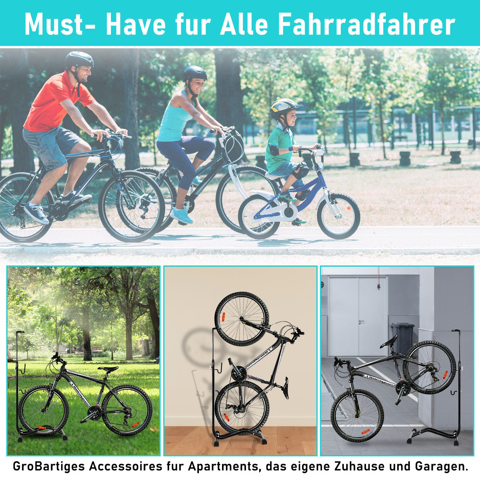 Clanmacy Fahrradständer Radständer Geeignet für Vorderrad oder Hinterrad, 3 Funktionen