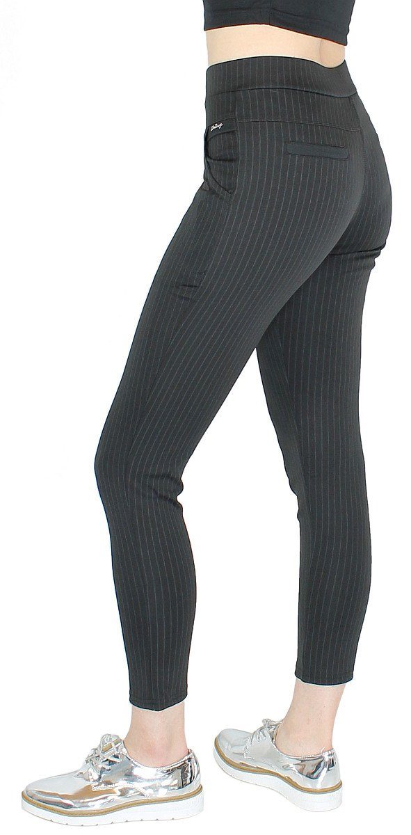 dy_mode Röhrenhose Lässig Damen Stretch-Treggings mit DH300-BreitNadelstreifen Röhrenhose Hineinschlüpfen Bund zum Elegante elastischem