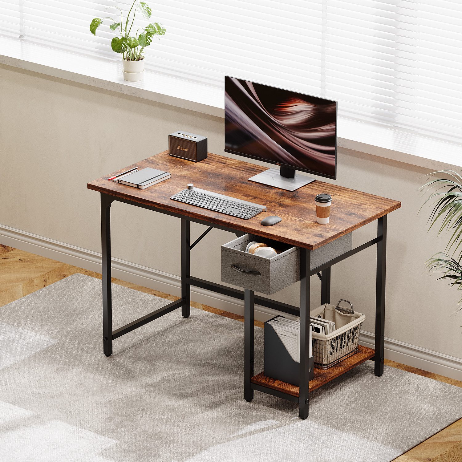 HOMALL Computertisch 100/120/140cm Schreibtisch mit Einlegeböden günstig online kaufen