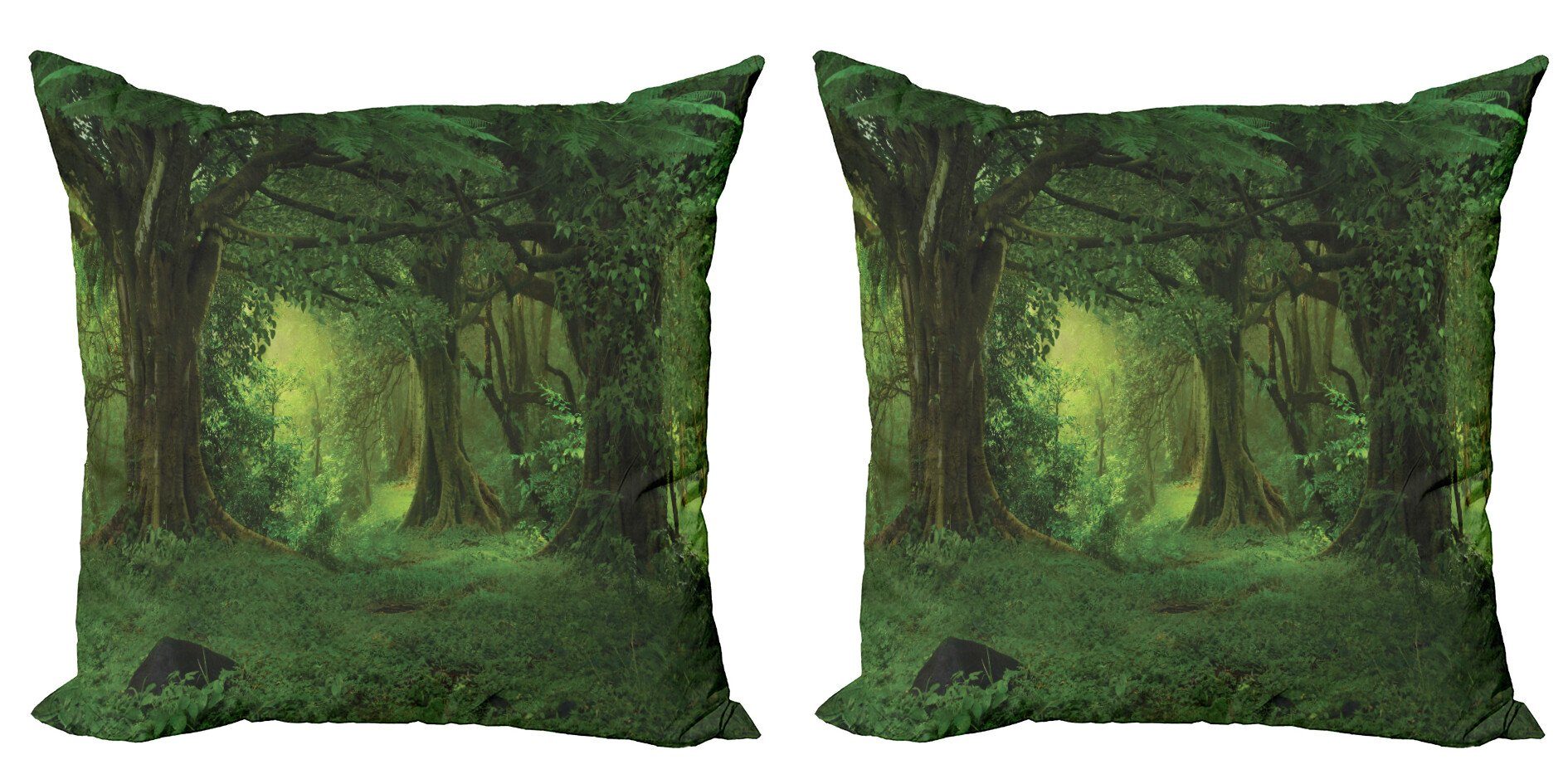 Bäume Digitaldruck, Dschungel Modern Doppelseitiger Stück), Tropische Abakuhaus (2 Kissenbezüge Natur Accent