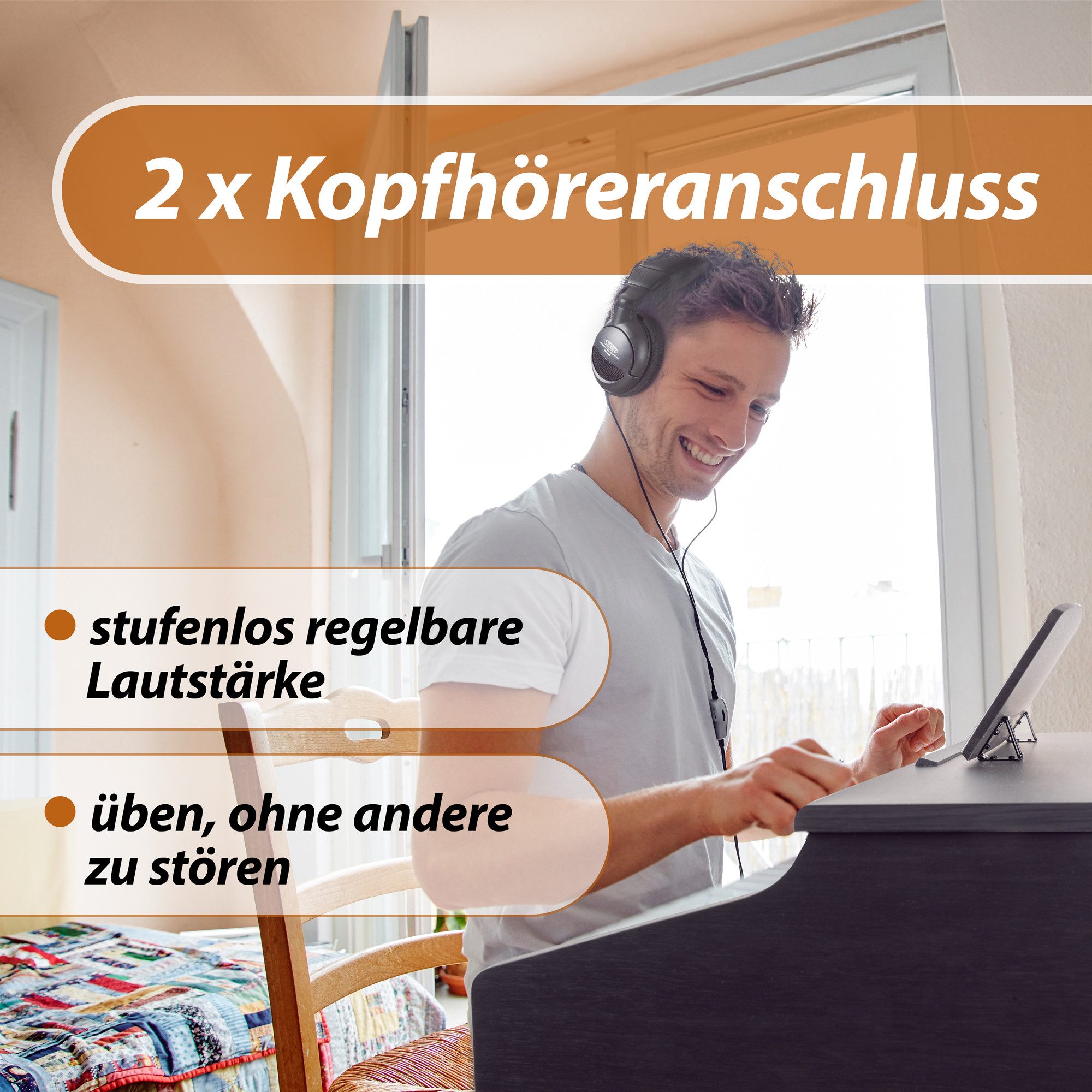 Classic Cantabile Digitalpiano DP-50 E-Piano Set mit 88 Tasten Hammermechanik (Spar-Set, inkl. Klavierbank, Kopfhörer & Schule), Klavier, Layer-, Split-, Twin-Piano- und Aufnahmefunktion