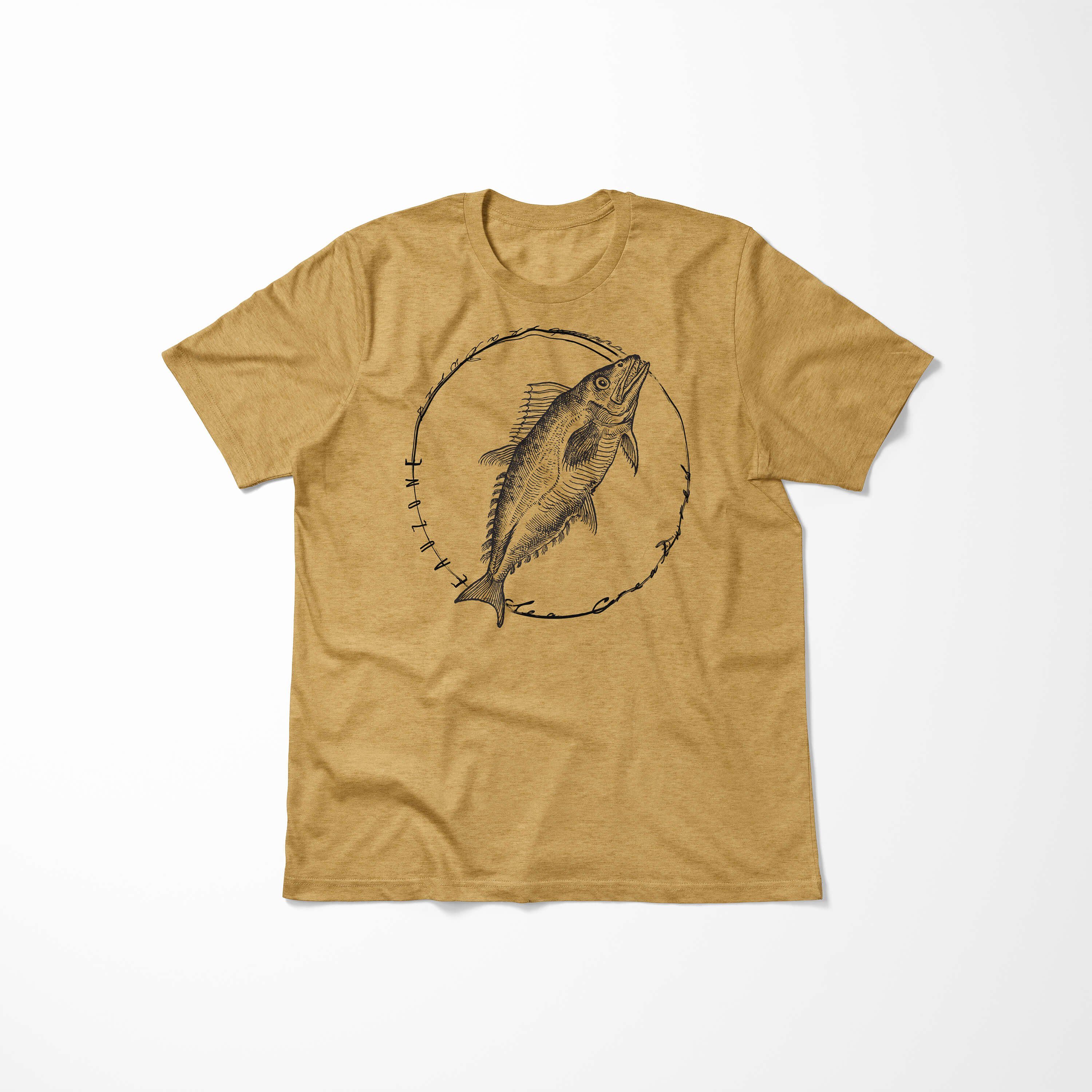 sportlicher feine Fische 098 und T-Shirt Art Sea - Gold Struktur Schnitt Creatures, T-Shirt Sinus Sea Antique / Serie: Tiefsee