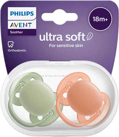 Philips AVENT Schnuller ultra soft SCF093/01, Doppelpack, mit Transport- und Sterilisationsbox, ab 18. Monat